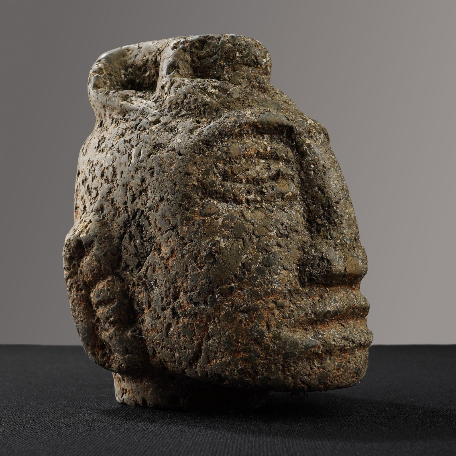 Pre-Columbian Carved Volcanic Rock Trophy Head (1 of 5)