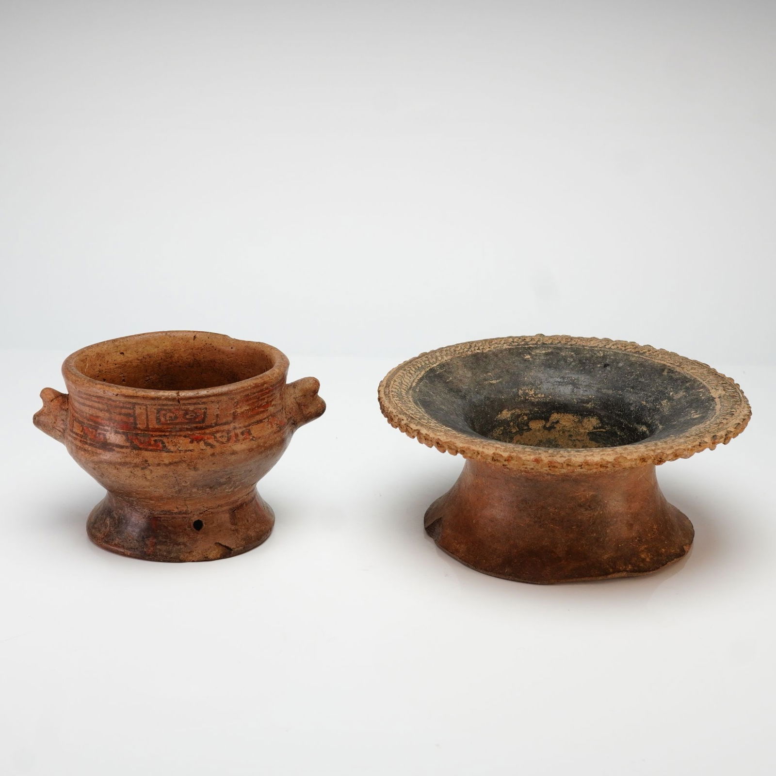 2pc Pre-Columbian Ceramic Footed Vessel and Stand (1 of 4)