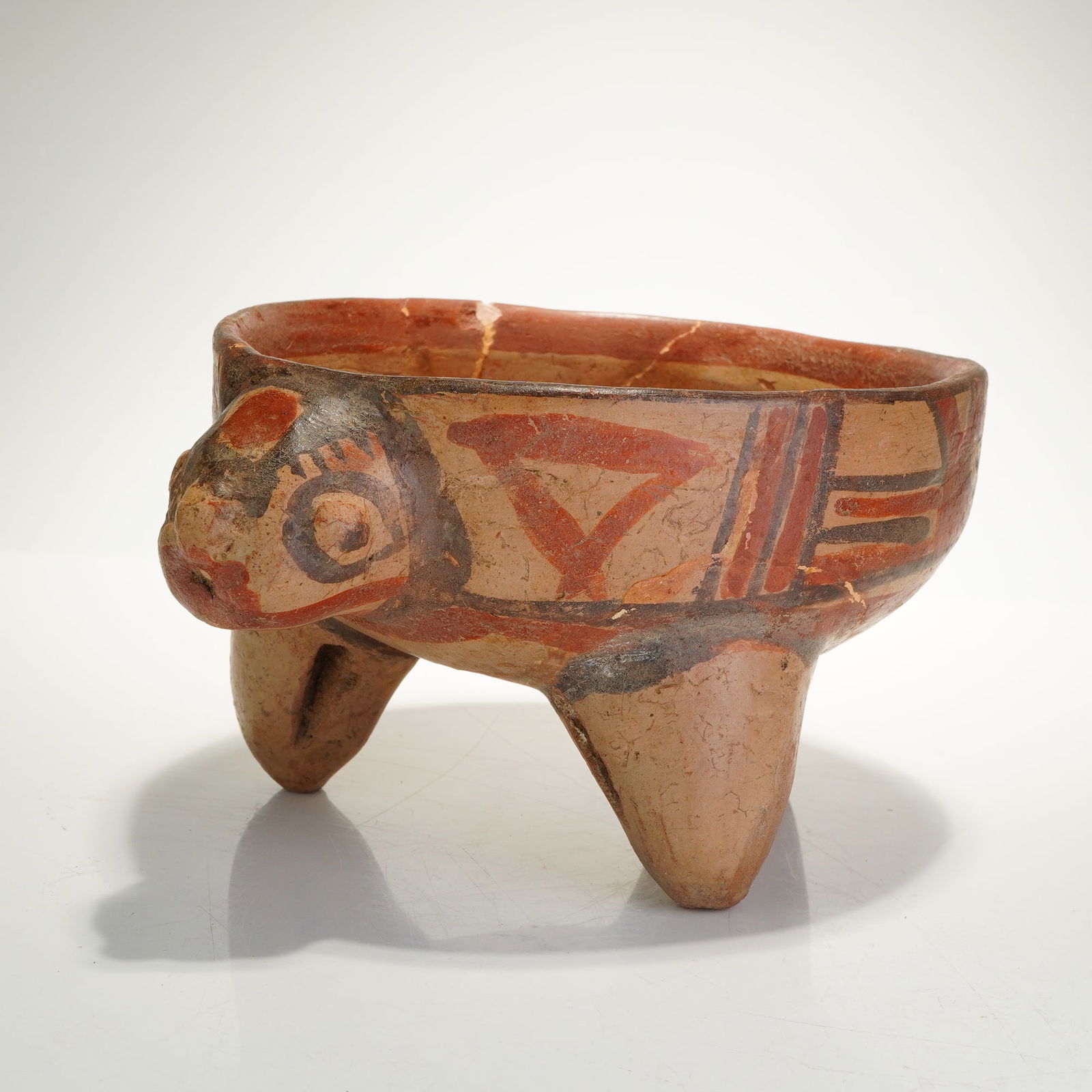 Pre-Columbian Polychrome Rattling Tripod Bowl, Guanacaste, Costa Rica (1 of 5)