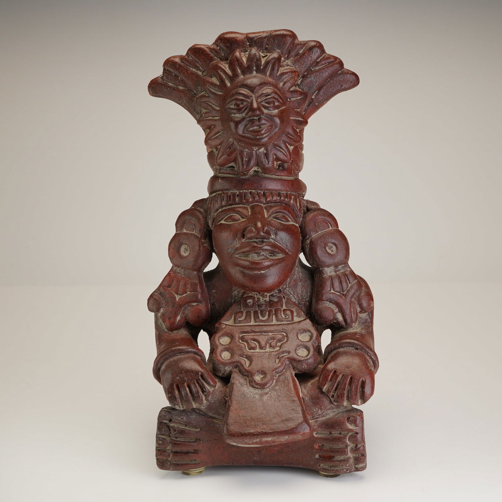 Mexican Red Clay Ceramic Folk Art Figurine Vase (1 of 3)