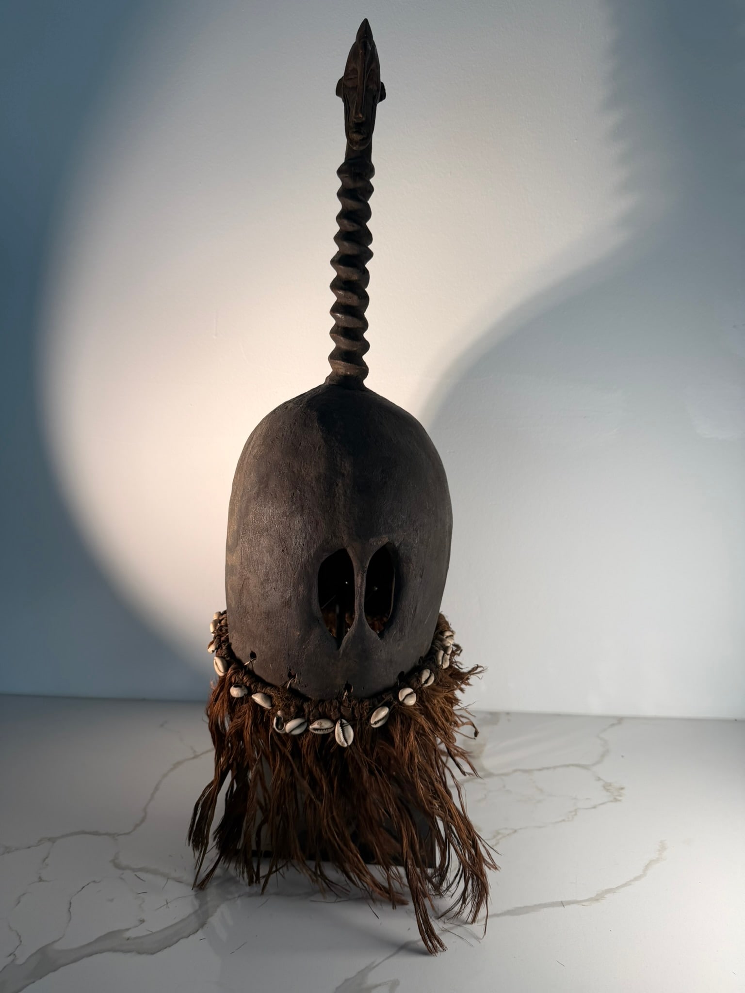 Senufo Helmet Mask with Cowrie and Raffia, Cote d'Ivoire, 19th/Early 20th Century (1 of 7)