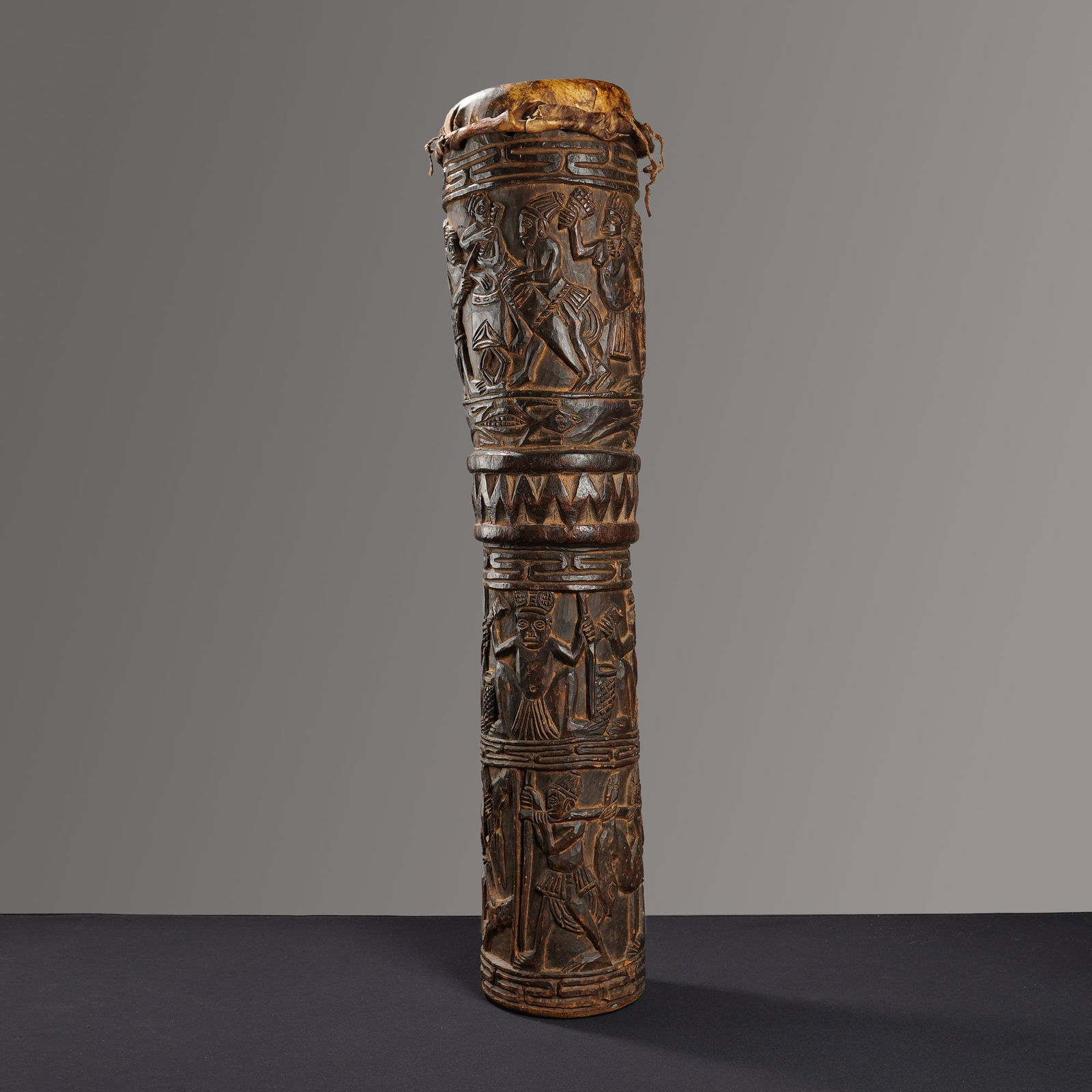 African Carved Wood Drum (1 of 5)