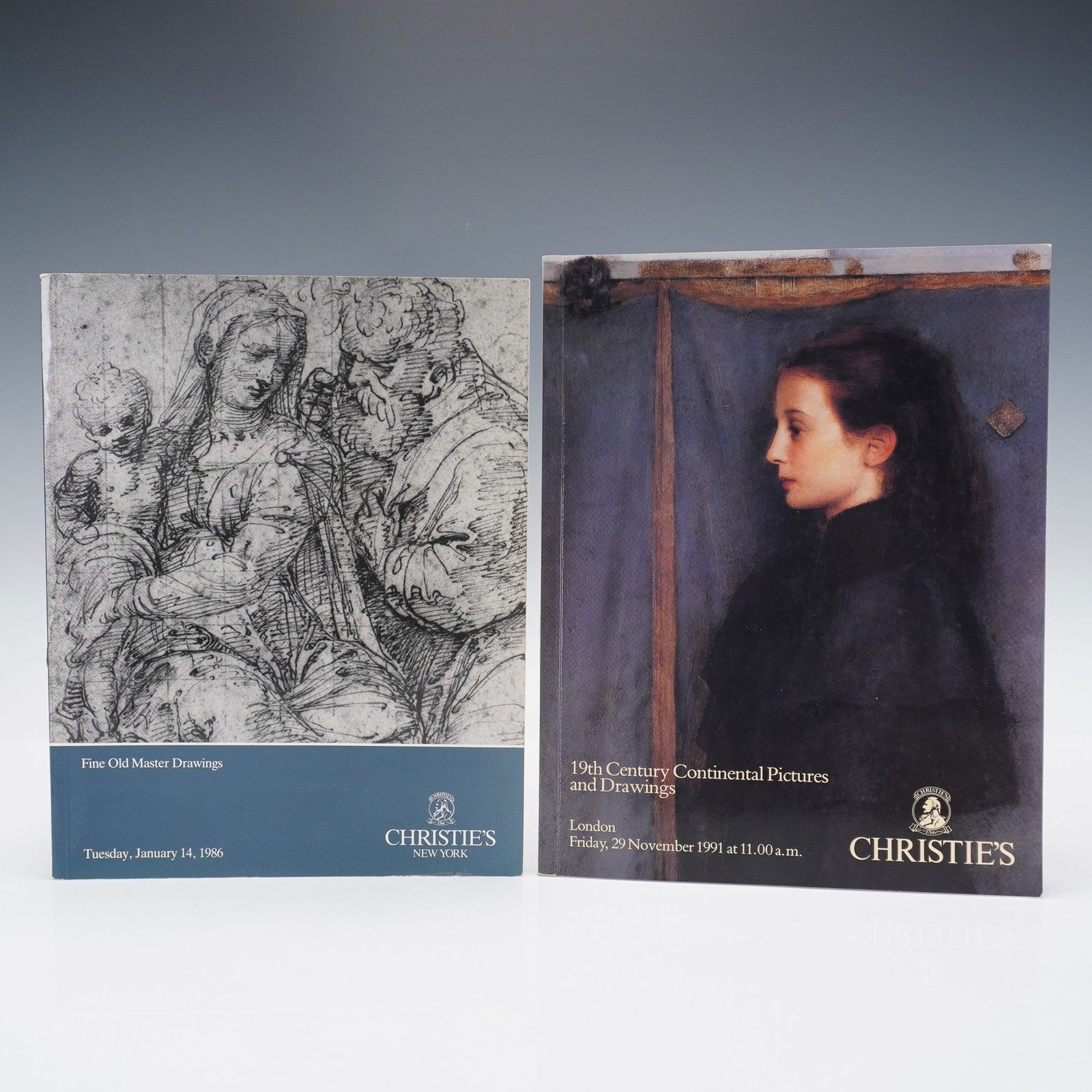 3pc Christies Auction Catalogs, Fine Art and Drawings: This 3-piece collection of vintage Christie's auction catalogs includes historically significant sales held between 1984 and 1991. The group features: Paintings, Sale No. 557 (New York, October 3, 198
