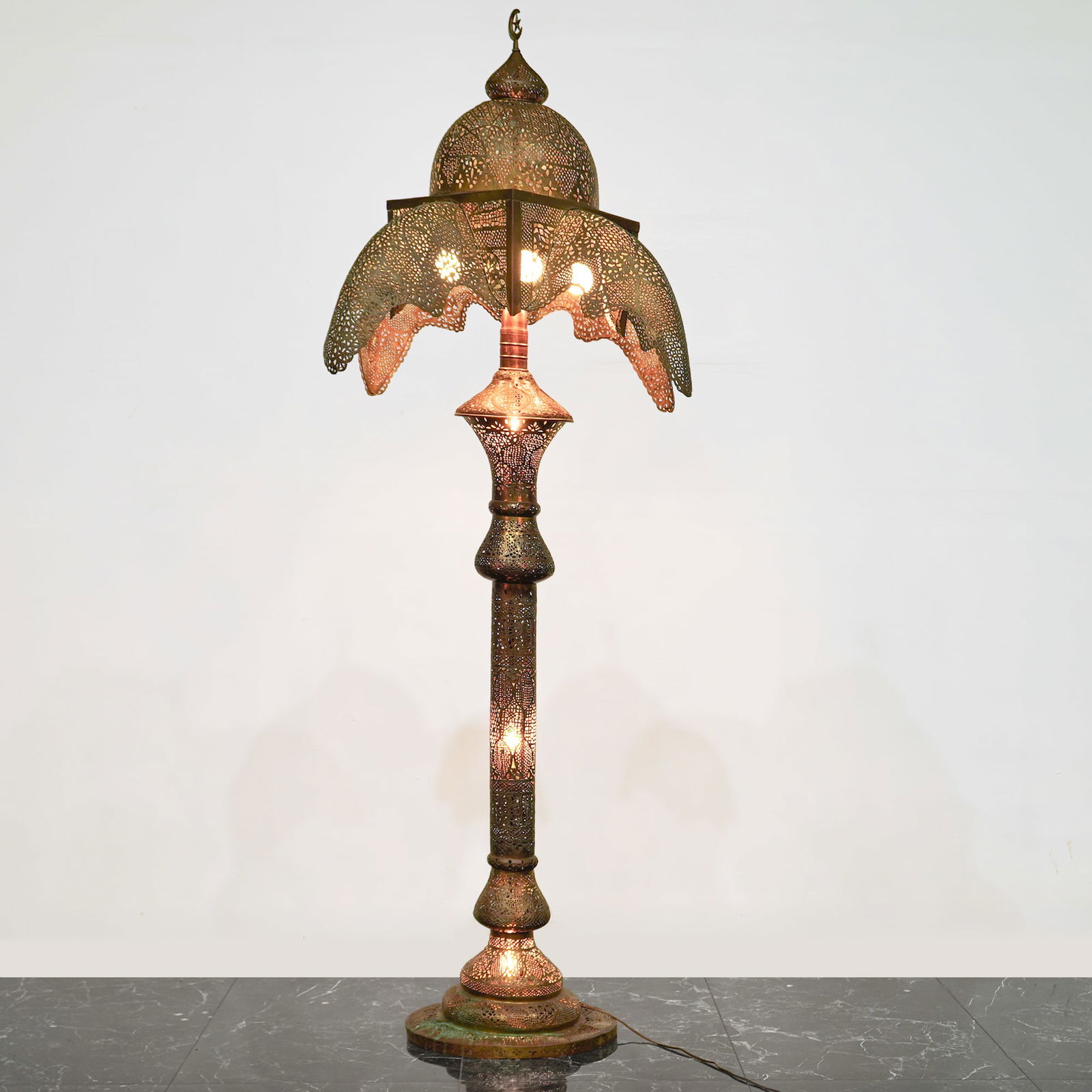 Turkish Brass Pierced Floor Lamp (1 of 3)