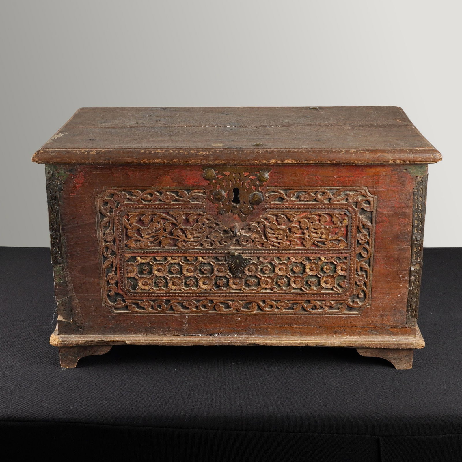Antique Indonesian Floral Carved Wooden Dowry Chest (1 of 3)