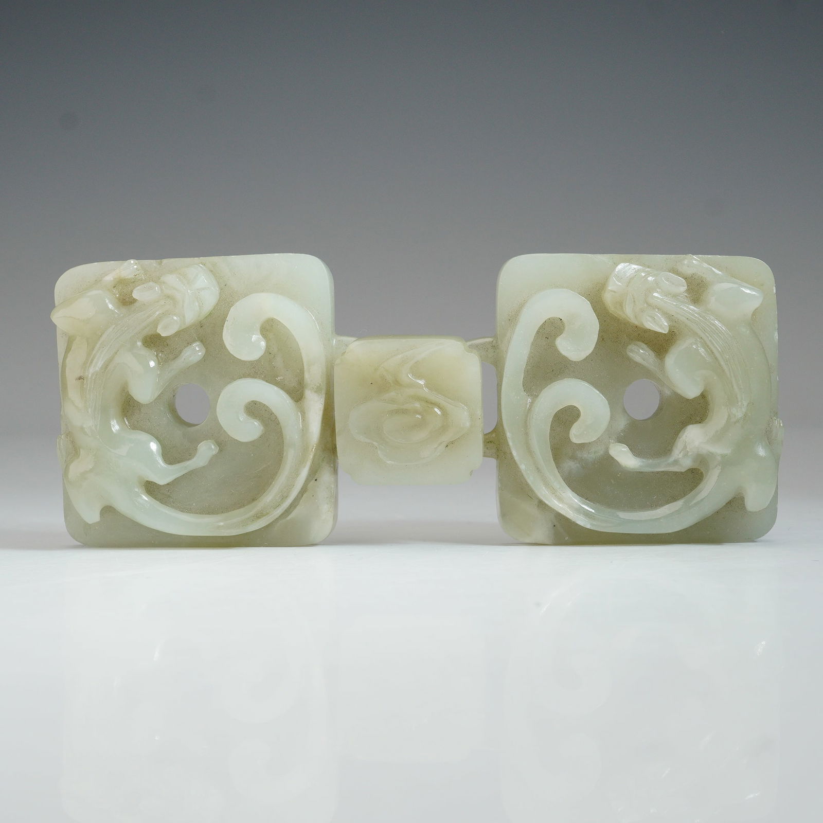Chinese Chilong Celadon Nephrite Jade Buckle (1 of 6)