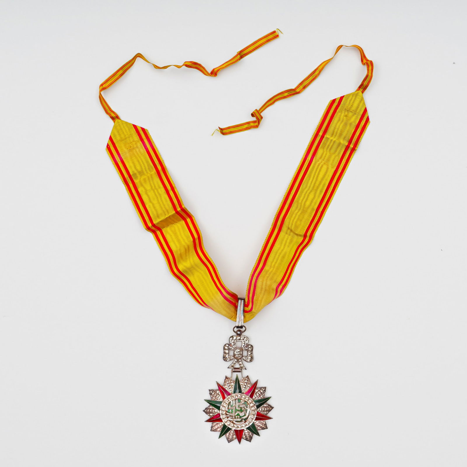 Tunisian Order of Nichan Iftikhar Badge, Enamel on Bronze with Sash (1 of 4)