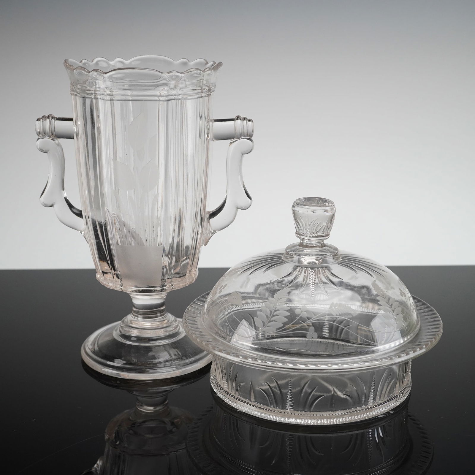 2pc Bryce Higbee Paneled Vase and Covered Dish (1 of 4)