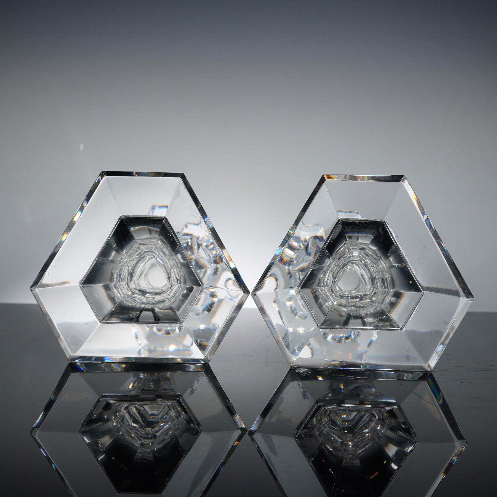 Val Saint Lambert VAS70 Multi-Sided Crystal Candlesticks - 3