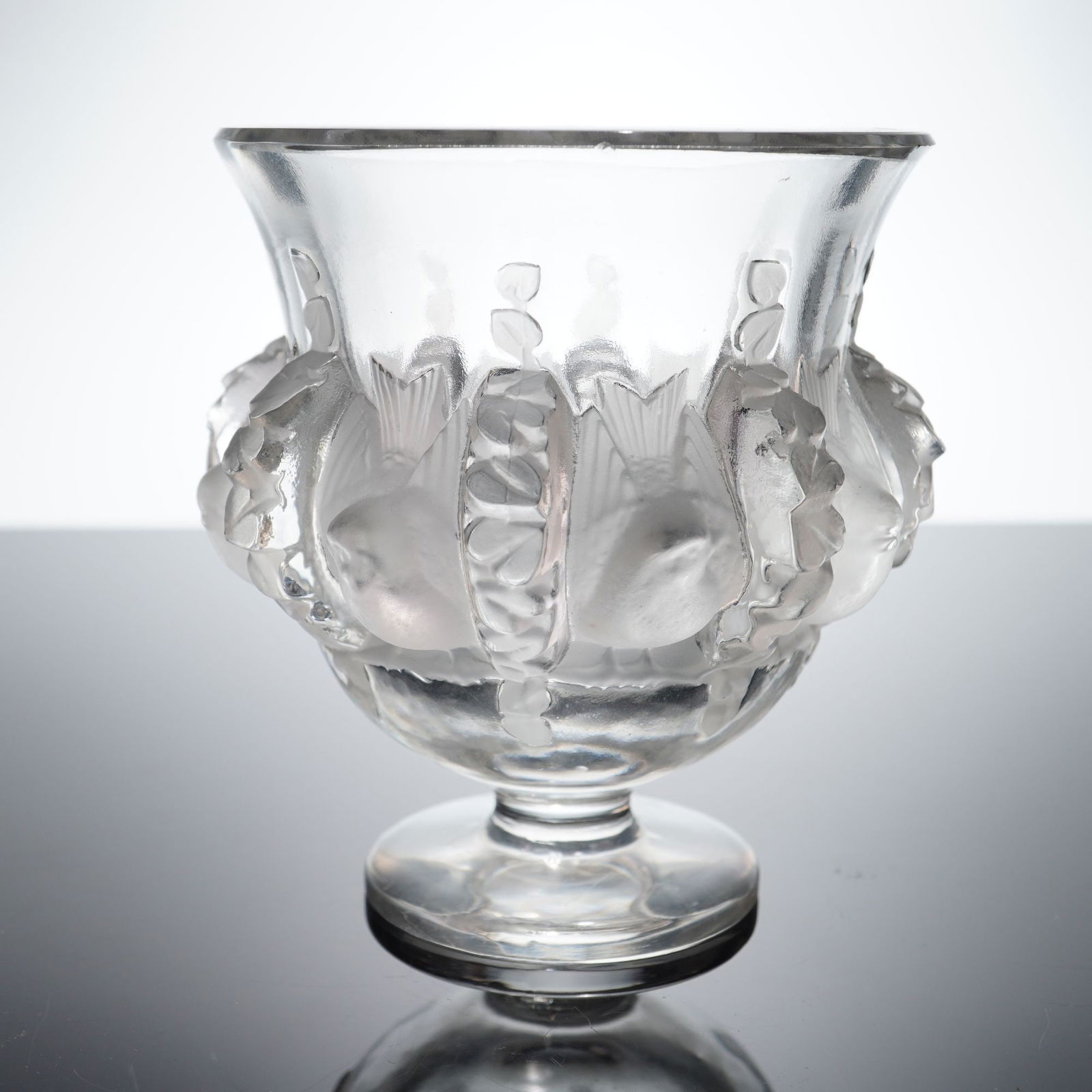 Lalique France Frosted Crystal Dampierre Sparrow Vase (1 of 5)