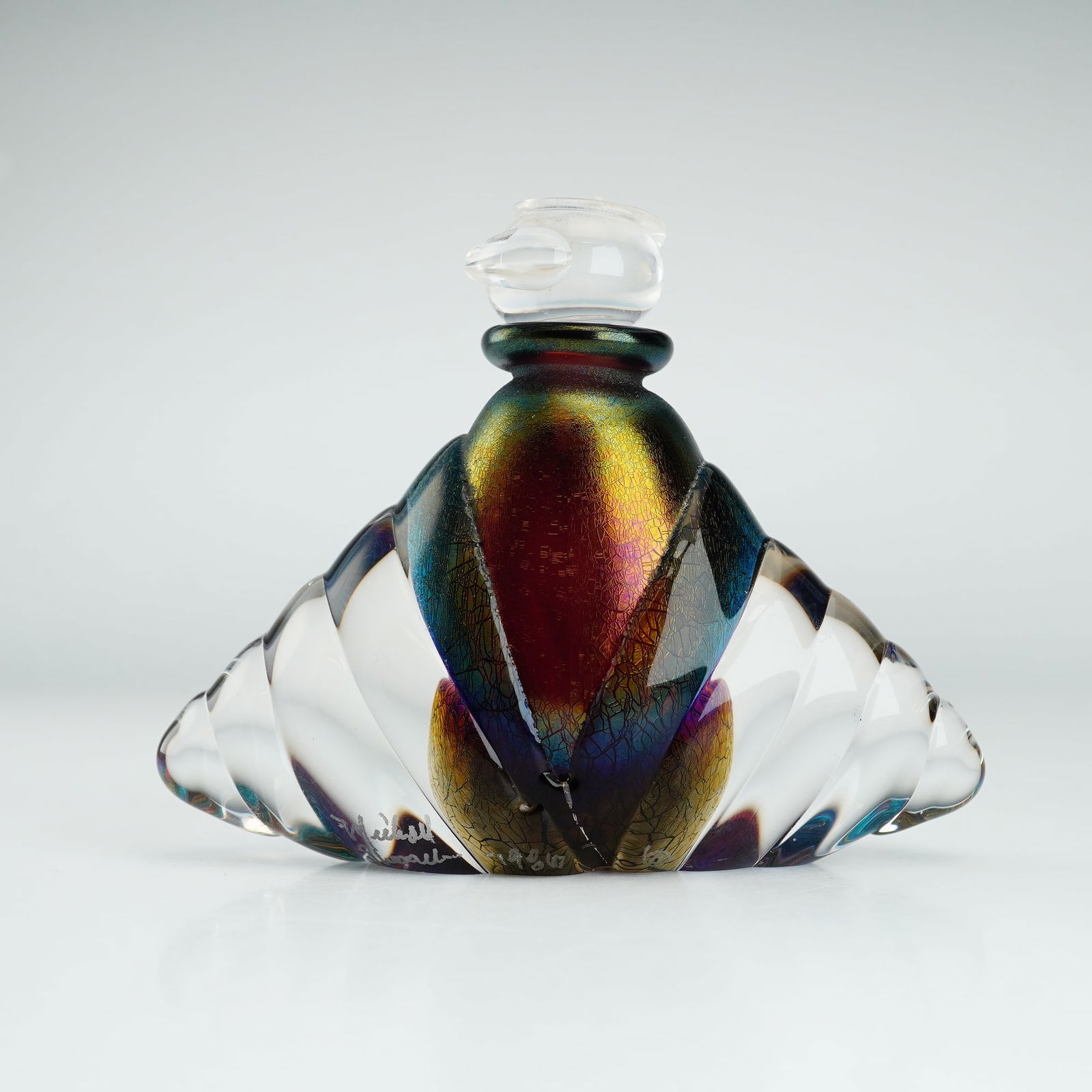 Michael Shearer Hand-Blown Iridescent Glass Perfume Bottle w/ Stopper (1 of 5)