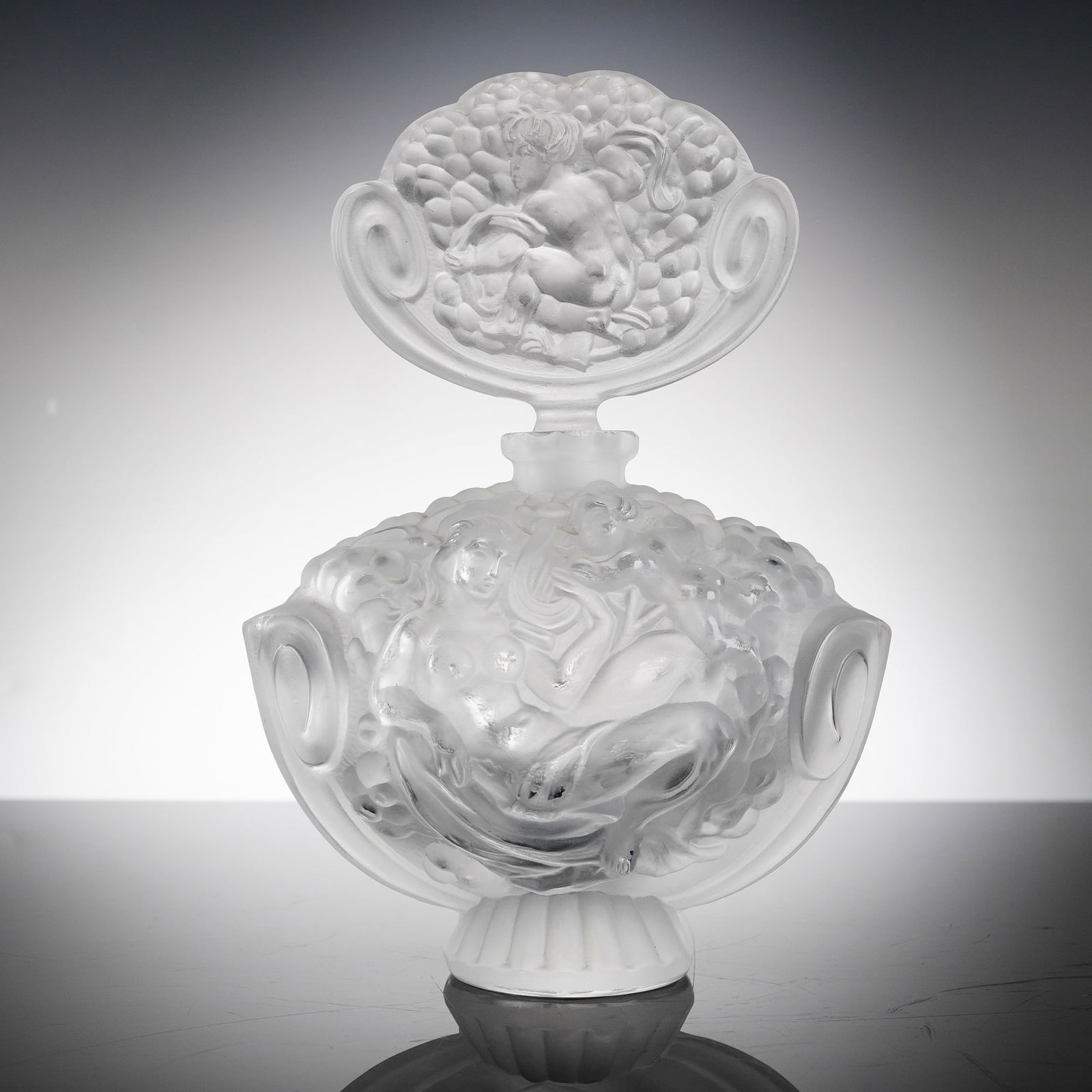 R. Lalique France Frosted Crystal Nudes Large Perfume Bottle w/ Stopper (1 of 5)