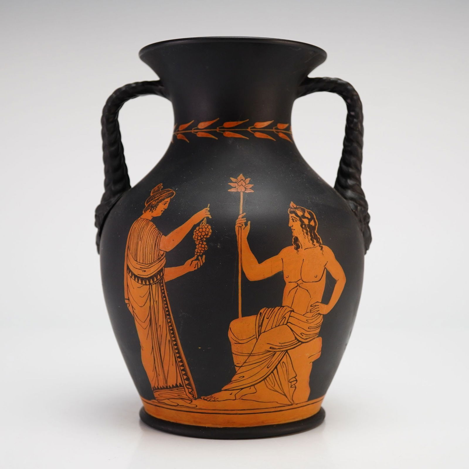 Wedgwood Black Basalt Encaustic-Decorated Two-Handled Amphora (1 of 3)