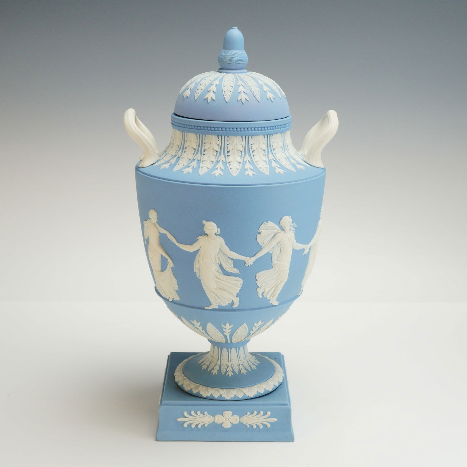 Wedgwood Pale Blue Jasperware Lidded Vase Dancing Hours (1 of 4)