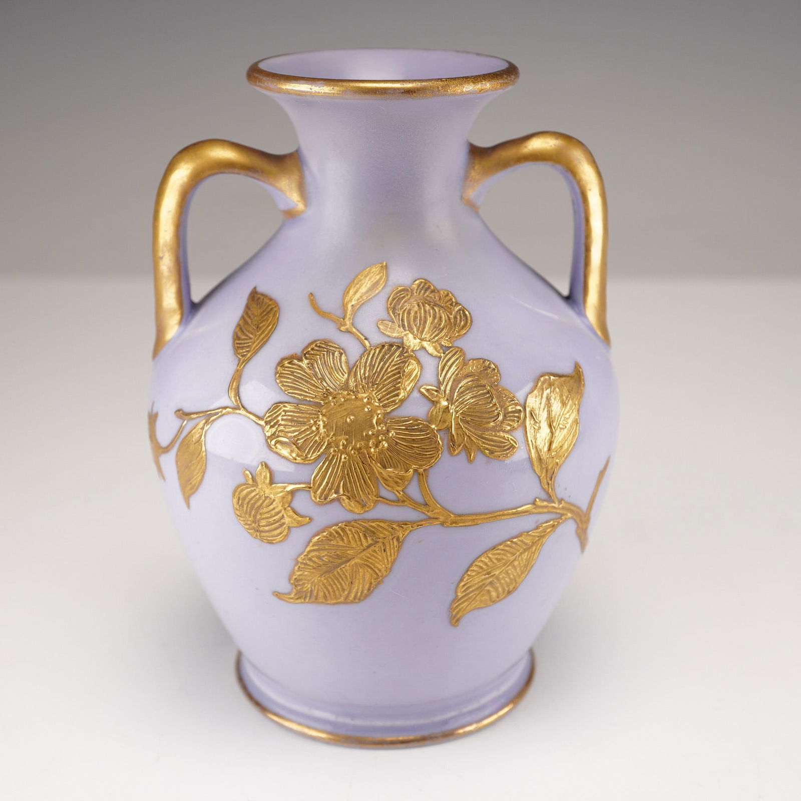 Wedgwood Gilt-Decorated Lavender Two-Handled Urn Vase (1 of 3)