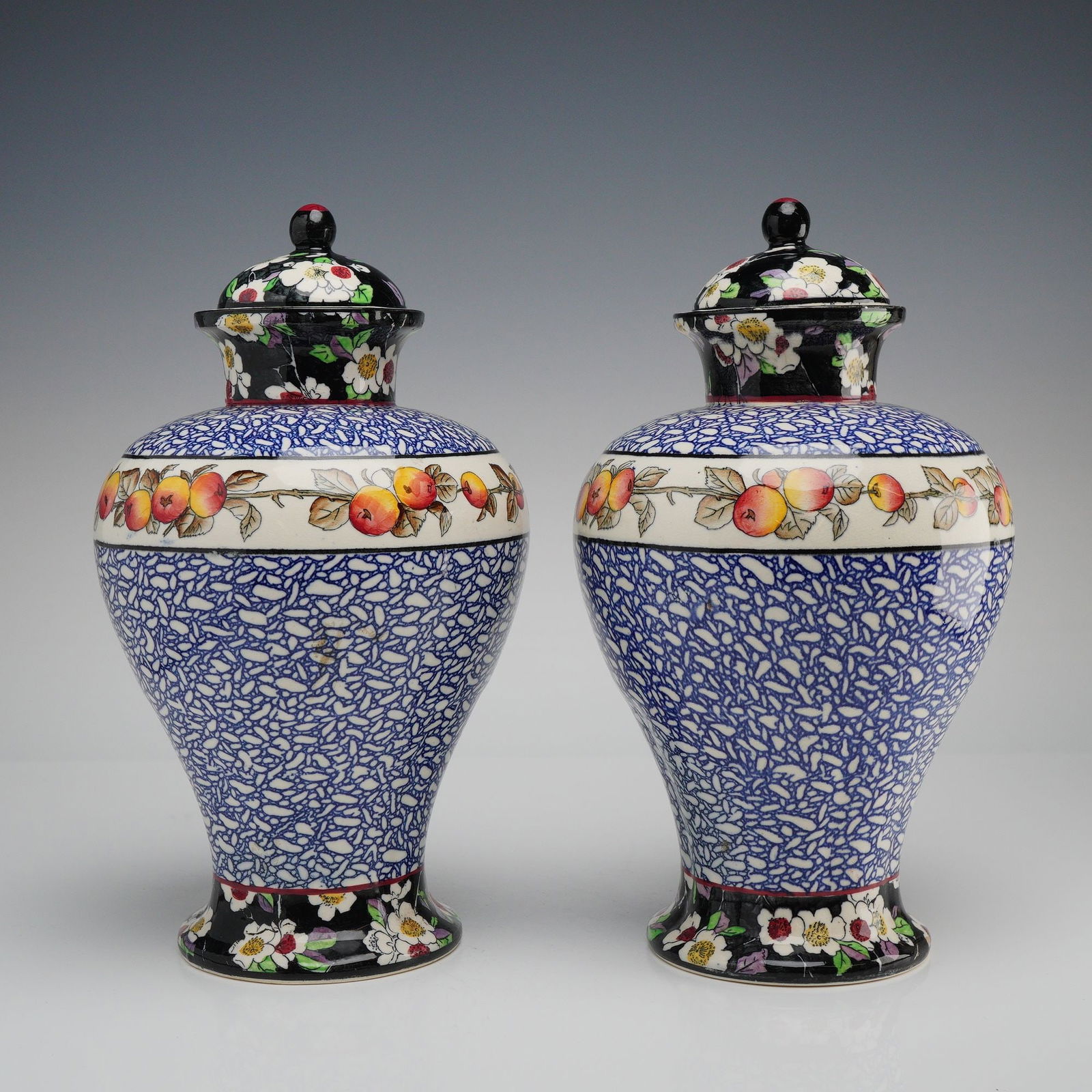 Pair of Wedgwood Etruria Freya Pattern Hand Painted Covered Jars (1 of 3)
