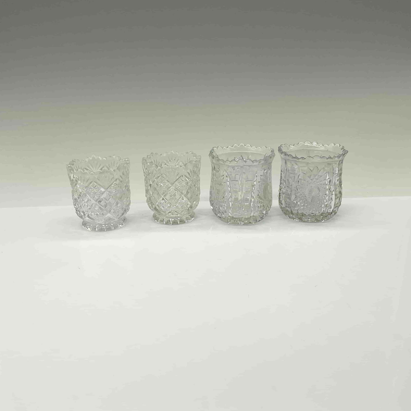 4pc Early Pattern Glass Toothpick Holders - 2