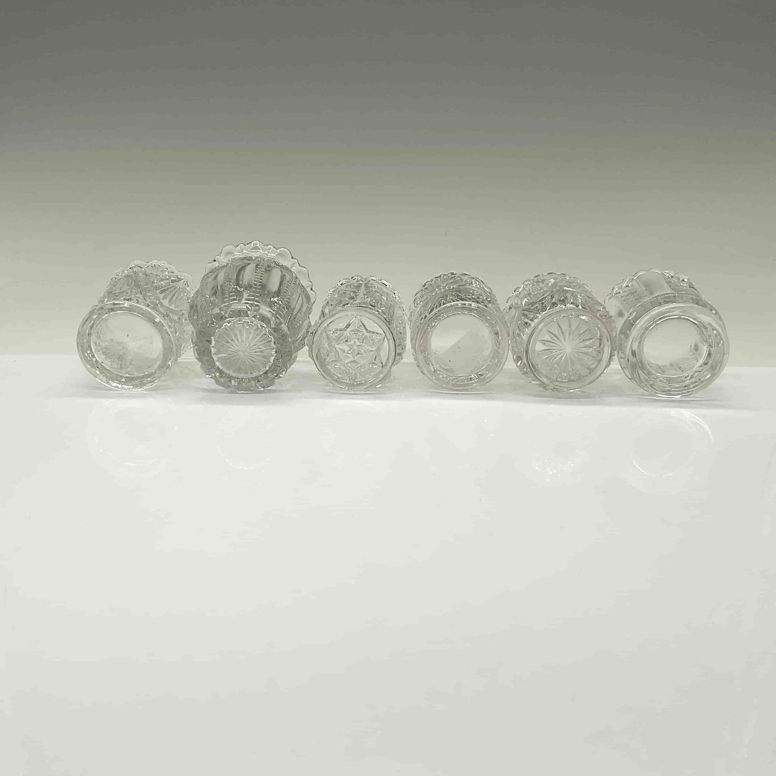 6pc Early Pattern Glass Toothpick Holders - 3