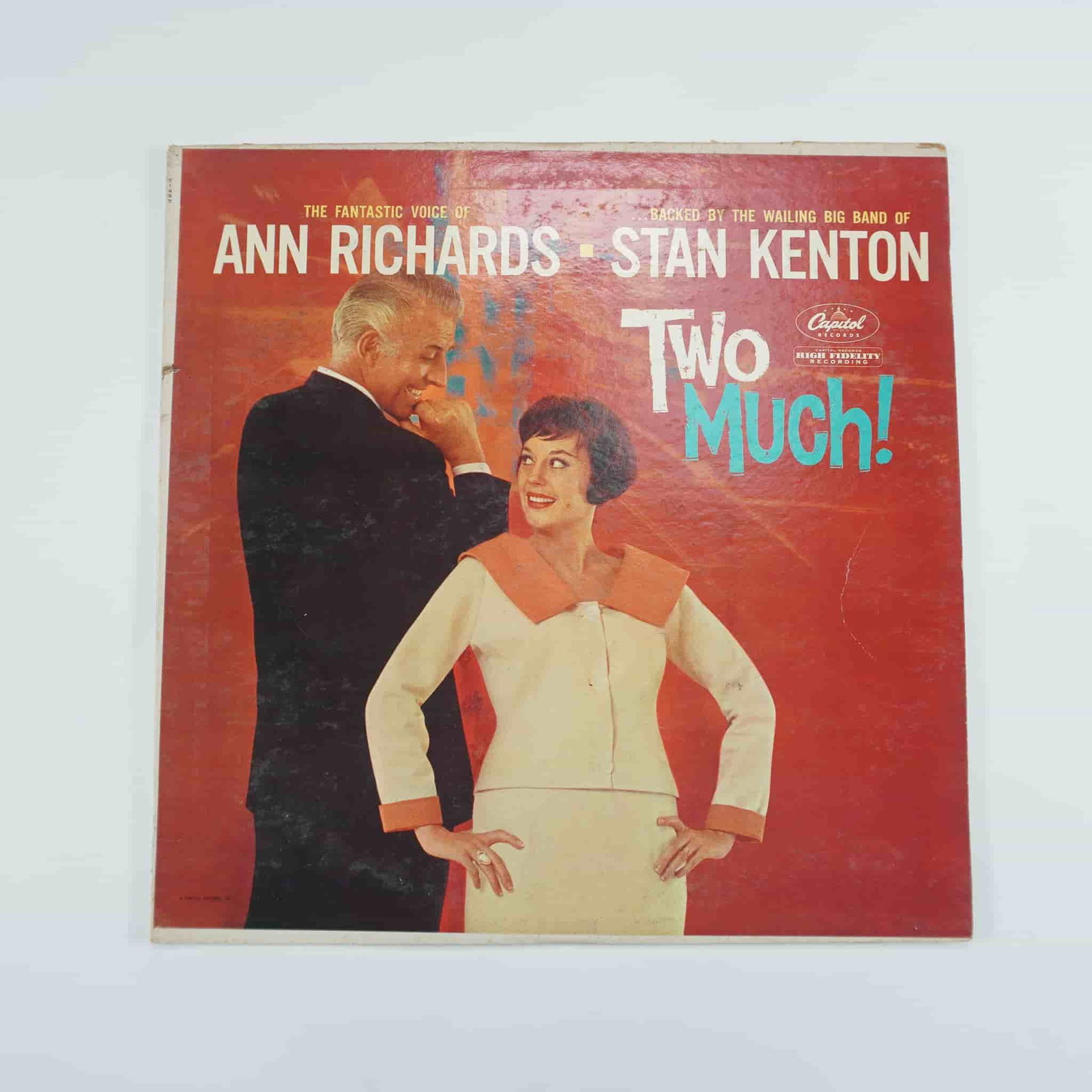 Ann Richards and Stan Kenton Two Much! LP Vinyl Record: Offered is Two Much!, a collaborative album by Ann Richards and Stan Kenton, released on Capitol Records. This jazz vocal LP features Ann Richards' dynamic vocal stylings backed by Stan Kenton's renow
