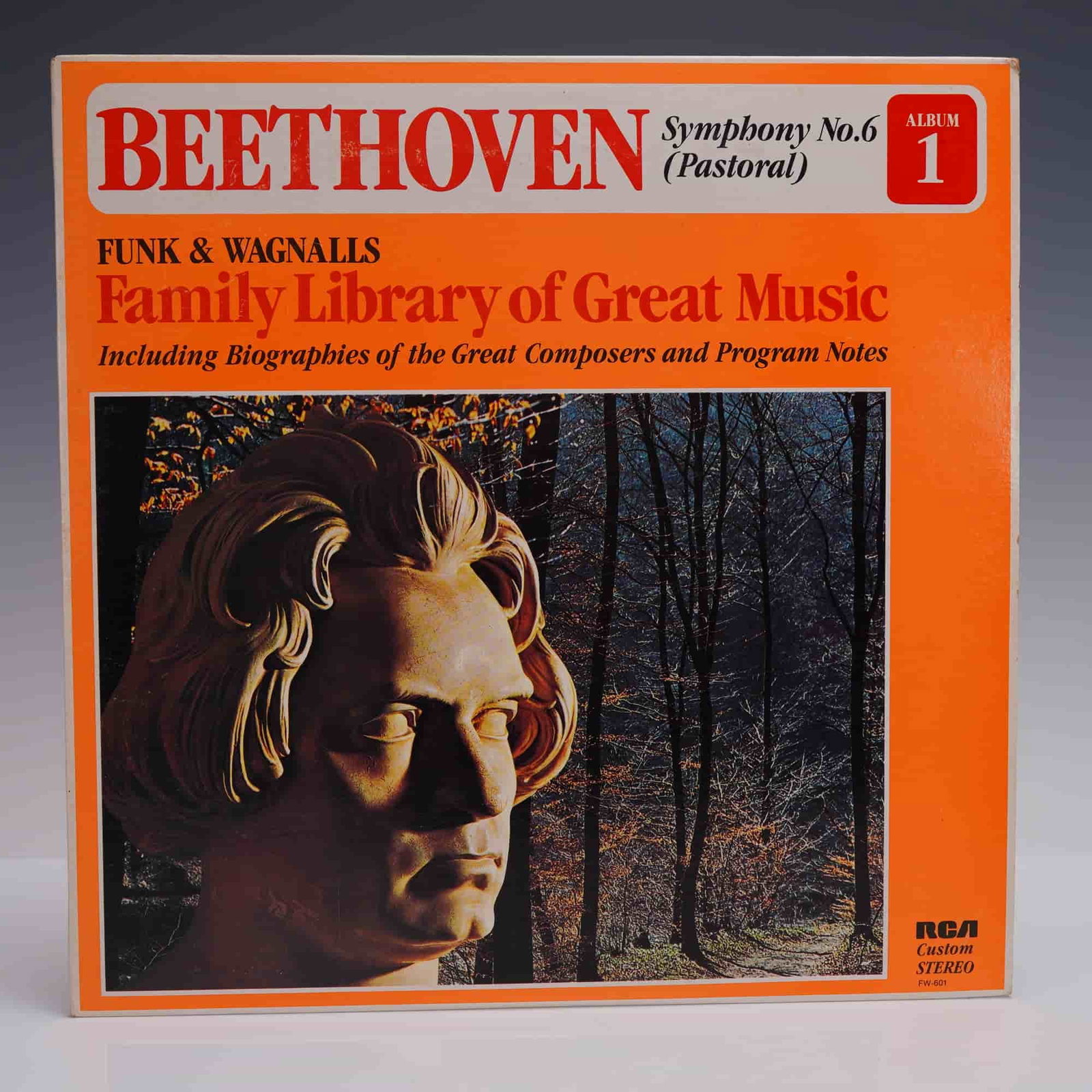 Beethoven LP Record - Symphony No. 6 (Pastoral), F&W Family Library: Beethoven Symphony No. 6 in F, Op. 68 (Pastoral), Album 1 from the Funk & Wagnalls Family Library of Great Music, 1984 RCA Custom Stereo pressing (FW 601). Performed by the Royal Philharmonic Orchestr