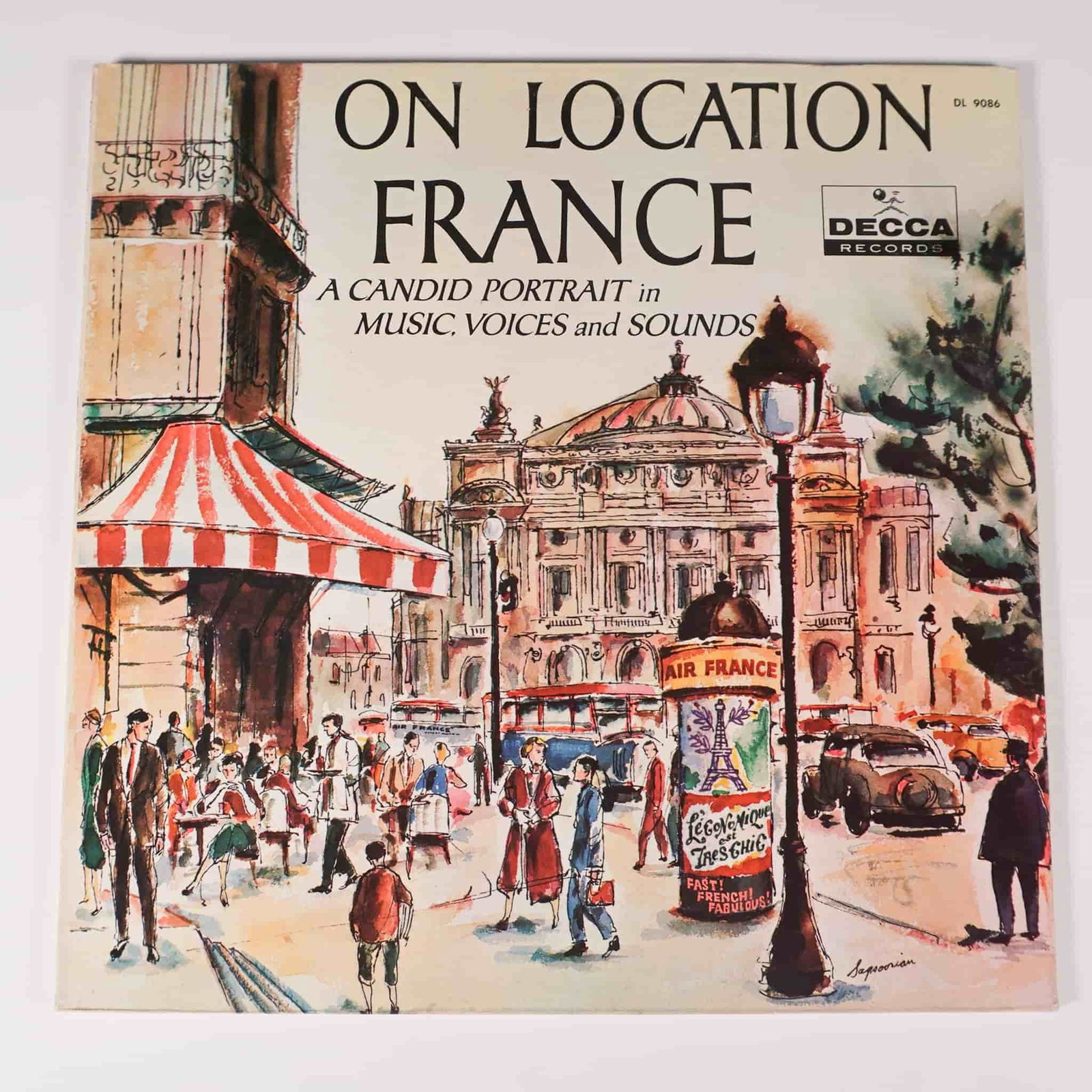 Decca Records LP On Location France DL 9086: Vintage Decca Records LP On Location: France DL 9086, a captivating audio journey through France featuring candid sounds, music, and narration by Pierre Crenesse. This long-play 33 1/3 RPM record prov