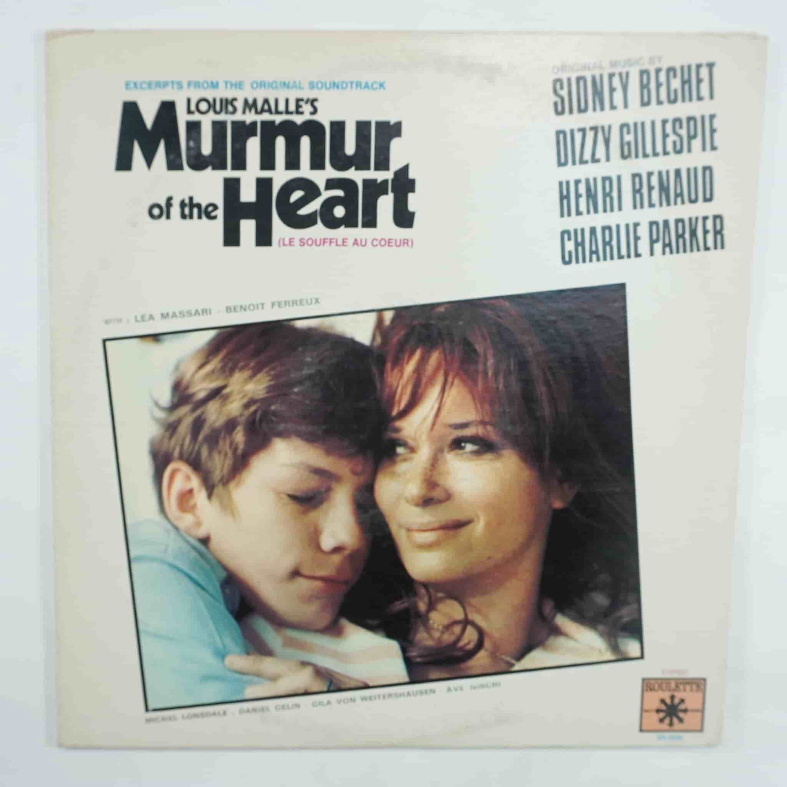 Louis Malle’s Murmur of the Heart Original Soundtrack Vinyl, Roulette SR-30: This original vinyl soundtrack LP from the 1971 film Murmur of the Heart (Le Souffle au Coeur) by Louis Malle features jazz legends Sidney Bechet, Dizzy Gillespie, Henri Renaud, and Charlie Parker. Re