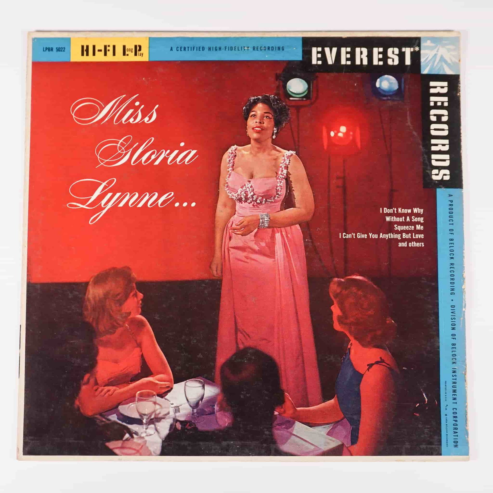 Miss Gloria Lynne Vinyl LP Jazz, 1958: Everest Records LPBR 5022, released in 1958 in the United States, featuring jazz vocalist Gloria Lynne with Wild Bill Davis and His Group. This early release highlights Lynne's powerful and emotive vo