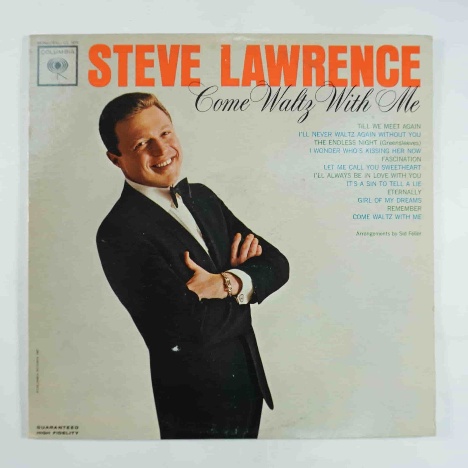 Steve Lawrence, Come Waltz With Me Vinyl Record: Steve Lawrence’s Come Waltz With Me vinyl record, released by Columbia Records in 1961. This classic album features the smooth vocals of the renowned singer, with arrangements by Sid Feller. The tra