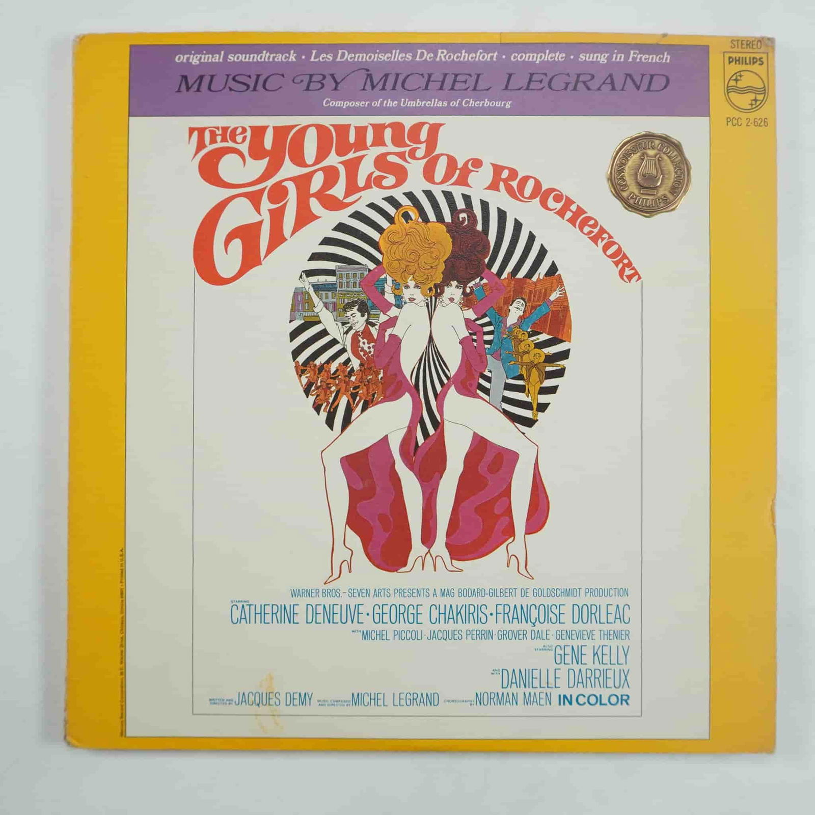 The Young Girls of Rochefort Soundtrack Vinyl Record – Michel Legrand: This 1967 vinyl record features the English-language soundtrack of Jacques Demy's musical film The Young Girls of Rochefort, composed by Michel Legrand. The film stars Catherine Deneuve and Françoise