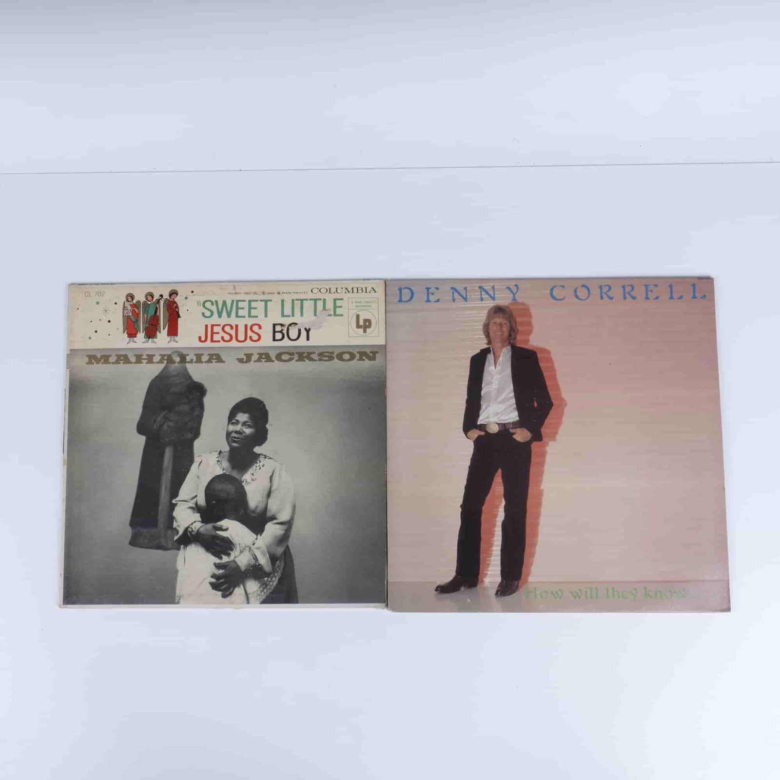 2pc Gospel Vinyl LP Records: Lot includes - Mahalia Jackson Sweet Little Jesus Boy and Denny Correll How Will They Know. Dimensions12"L x 12"W Date or Era20th century Country of OriginUnited States