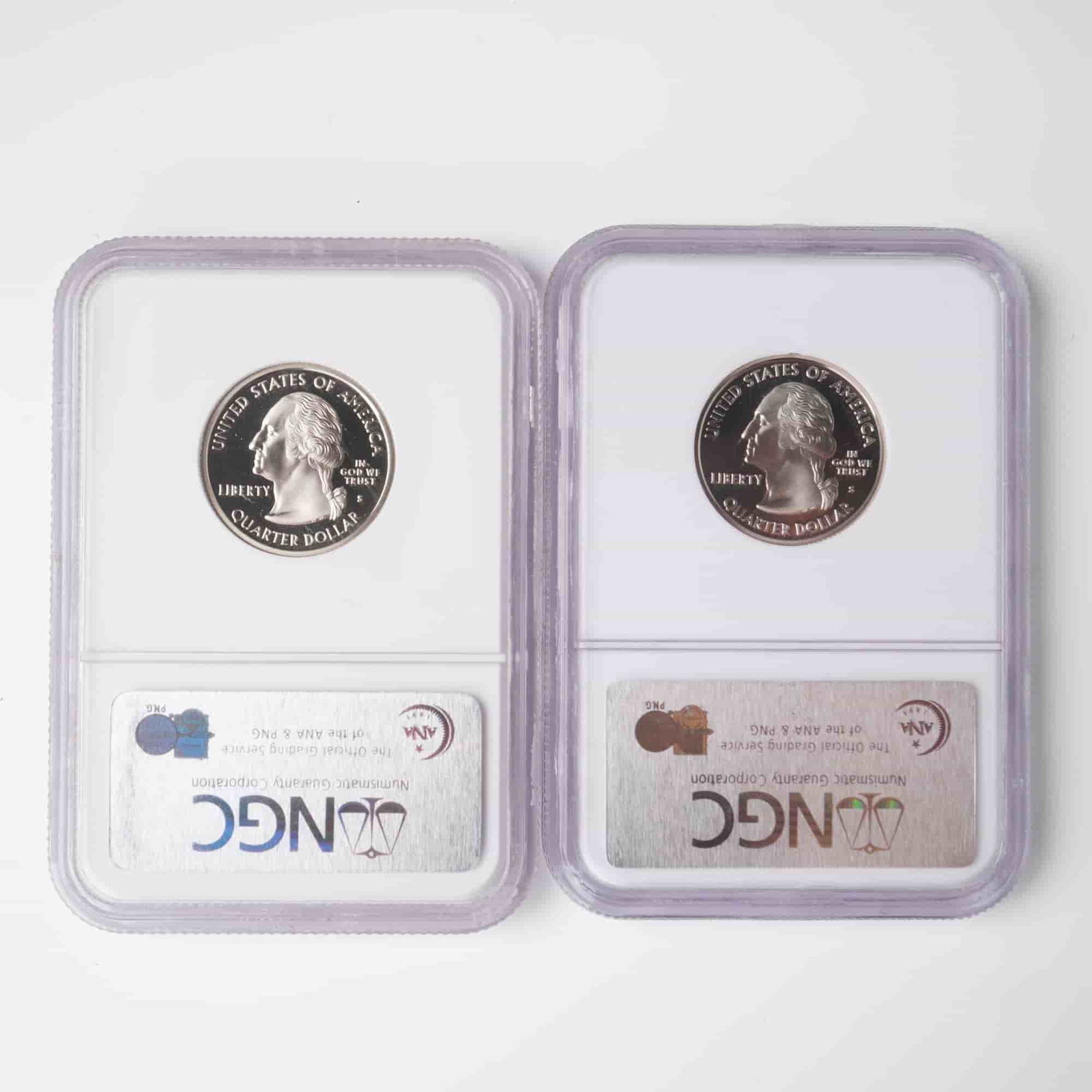 2pc 2005 & 2006 NGC Certified State Quarters PF70 Ultra Cameo: An exceptional duo of NGC-certified Proof 70 Ultra Cameo State Quarters featuring the 2005-S California and 2006-S South Dakota issues. Both coins are graded by the Numismatic Guaranty Corporation (NG