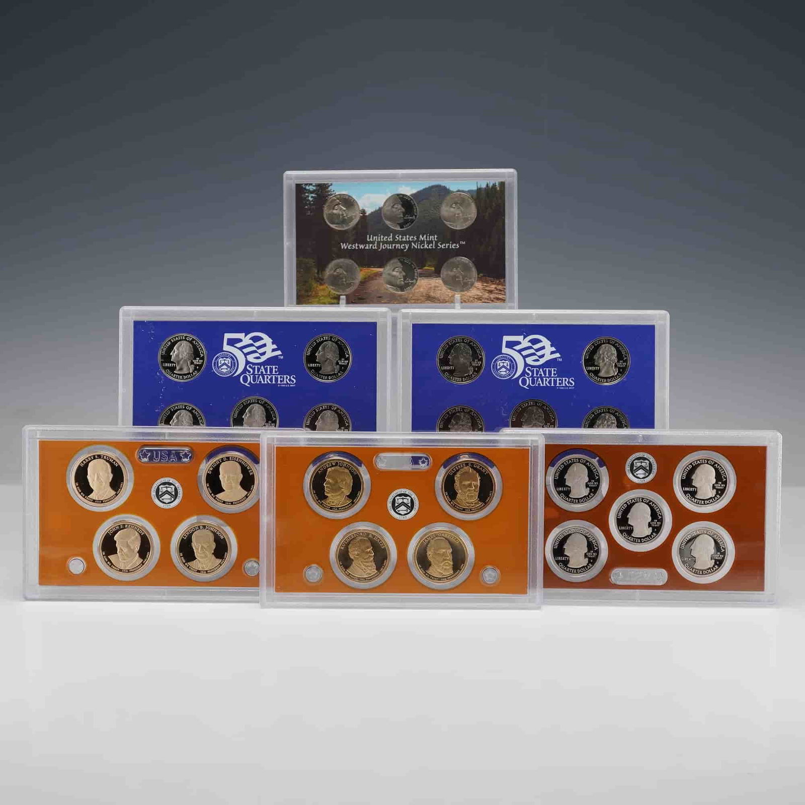 6pc United States Mint Proof Sets, Dollar Coins, State Quarters, Nickels (1 of 3)