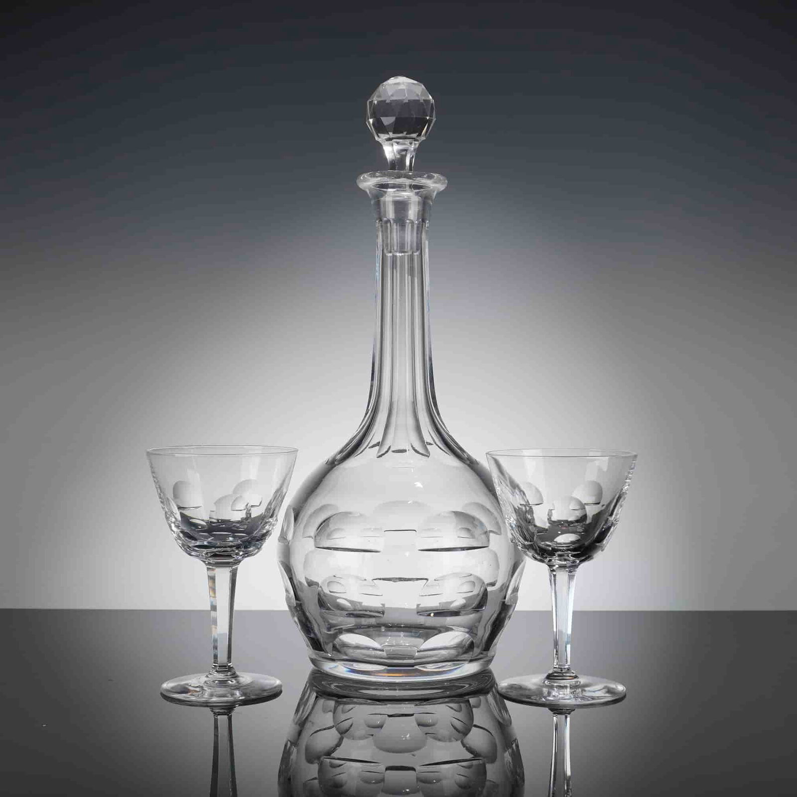 3pc Cut Crystal Decanter and Wine Glasses Set (1 of 3)