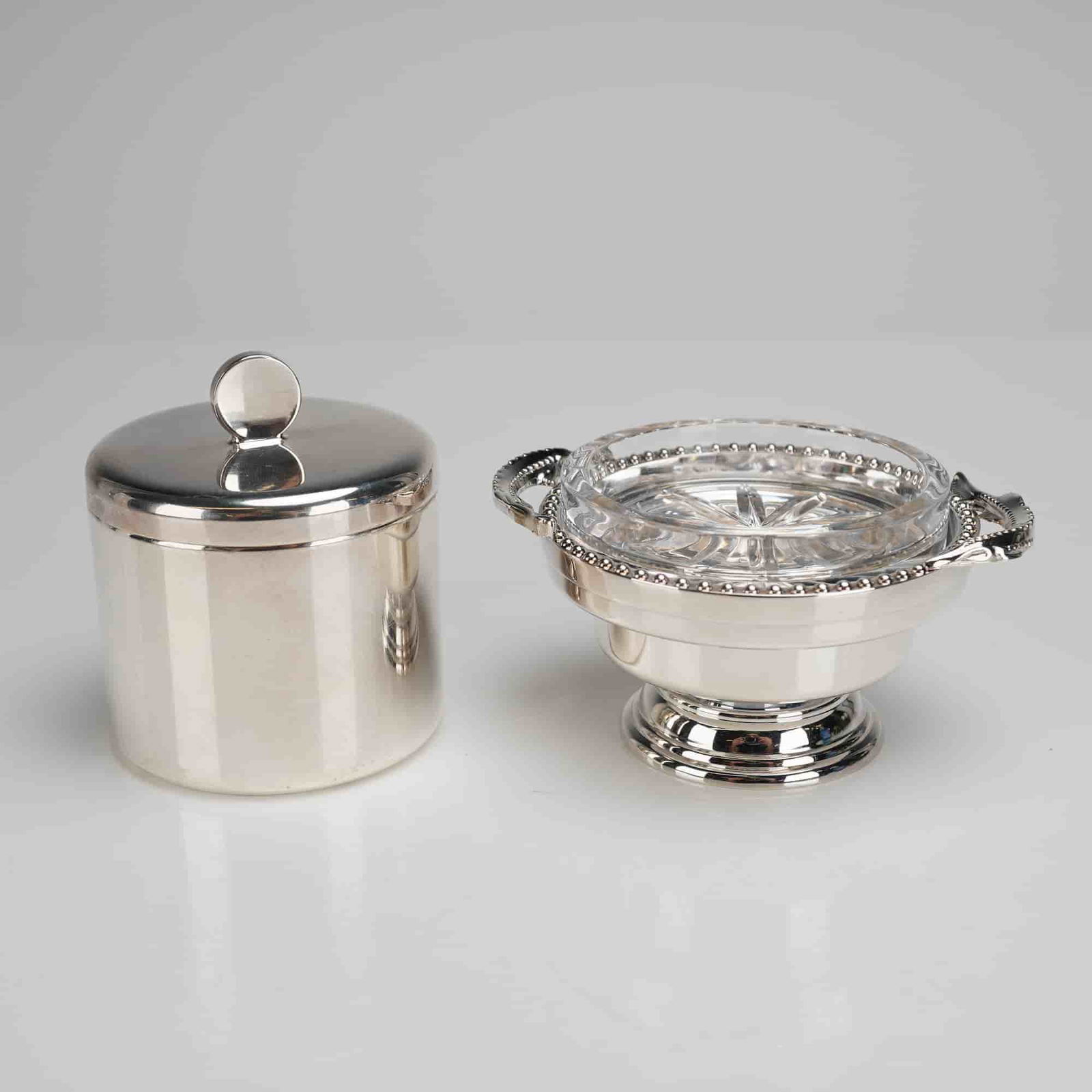 A Two-Piece Silver-Plated and Cut-Glass Serving Set (1 of 5)
