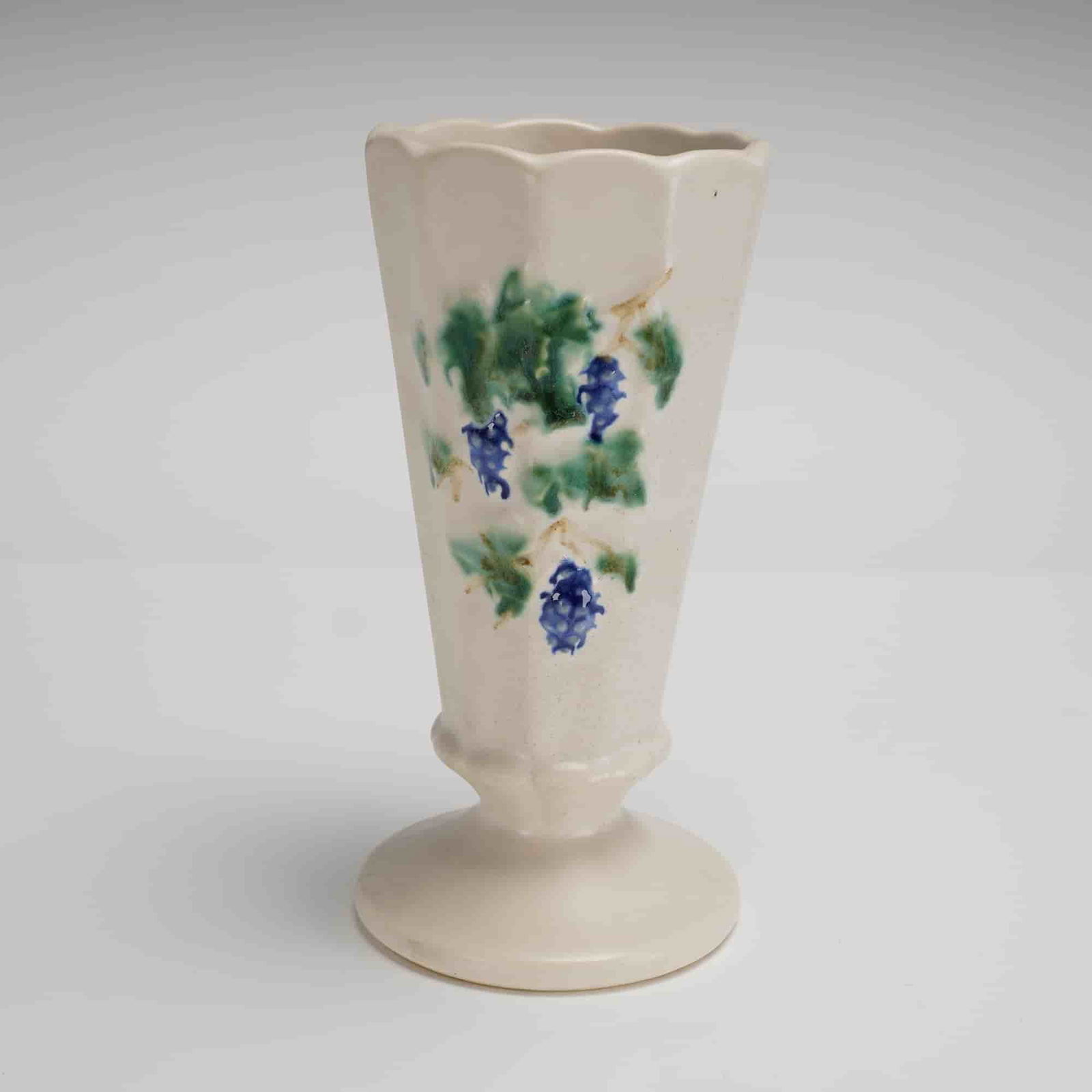 Vintage McCoy Pottery Grapes Paneled Pedestal Vase (1 of 3)