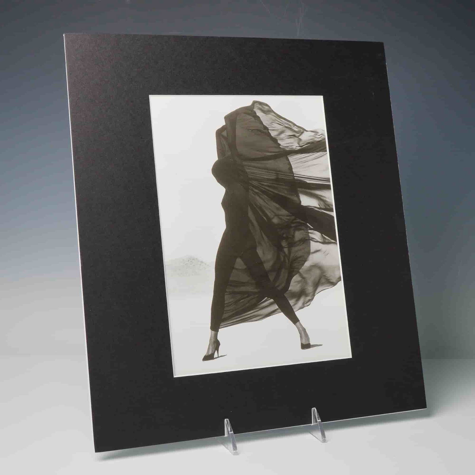 Herb Ritts Duotone Photo Engraving, Versace Veiled Dress: El Mirage: Herb Ritts (American, 1952-2002) duotone photo engraving, printed by Pacific Press Service, Japan. Depicts the 1990 Versace Veiled Dress at El Mirage, featuring a full-length figure draped in a