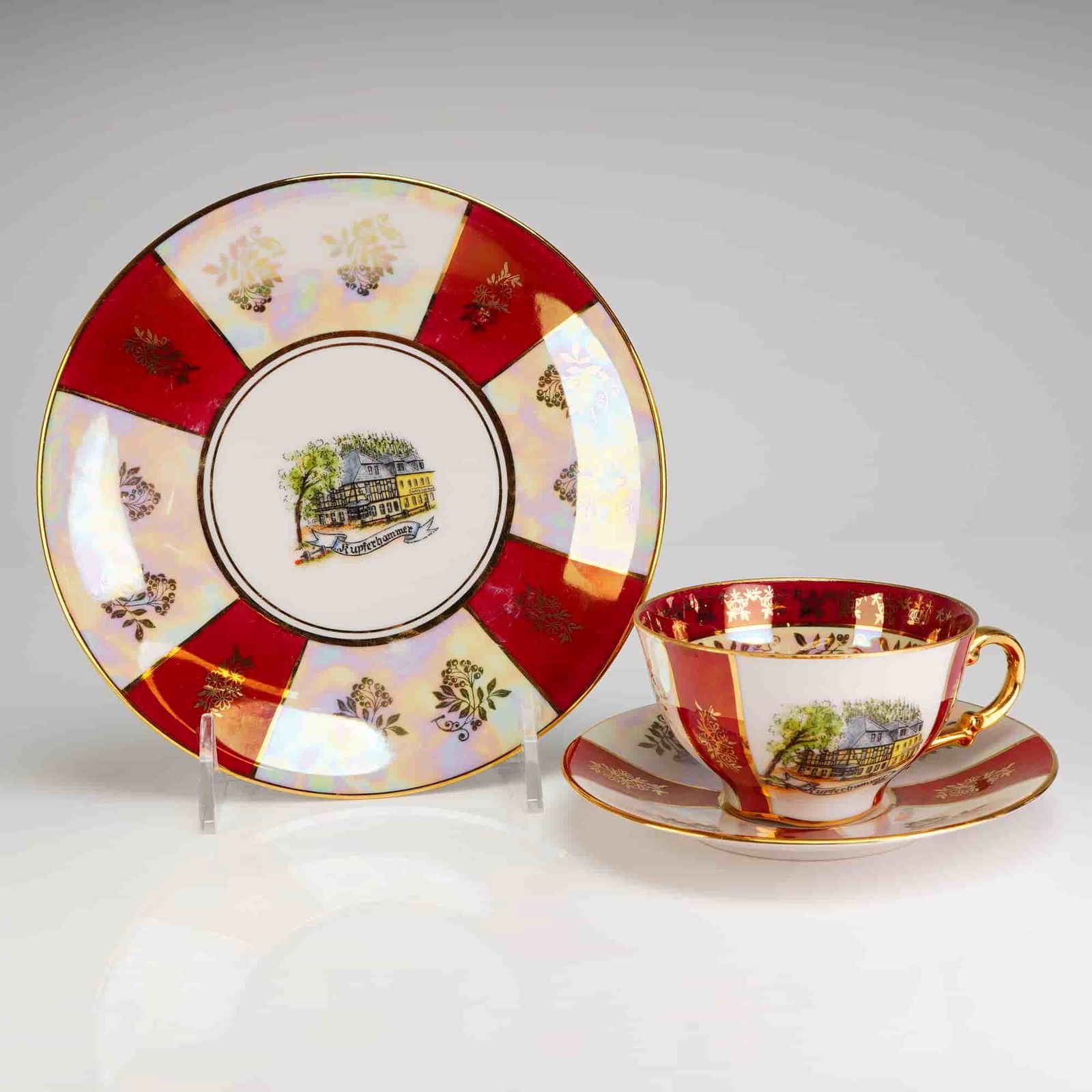 Gerold Porzellan Bavaria Trio Tea Set, Kupferhammer (1 of 4)