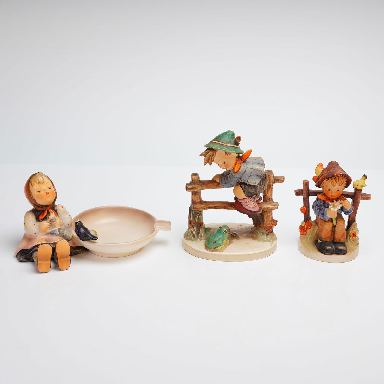 3pc Goebel Hummel Porcelain Figurines and Ashtray (1 of 3)