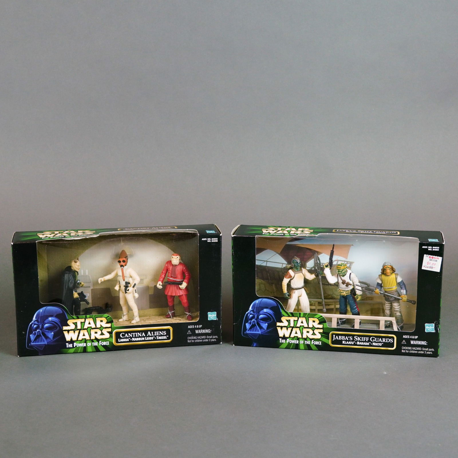 A Pair of Hasbro Star Wars The Power of the Force Cinema Scene Action Figure Sets, 1998.: Manufactured by Hasbro, this lot features a pair of Star Wars: The Power of the Force "Cinema Scene" action figure multi-packs. These sets were released during the "Green Card" era of the line and inc