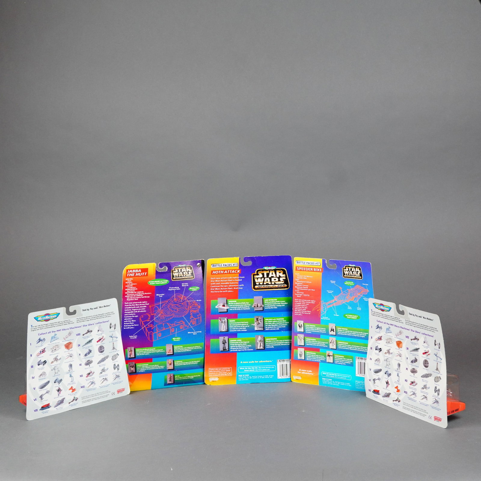 Galoob Star Wars Micro Machines and Action Fleet Collection, 1990s: A collection of five vintage Star Wars miniature toy sets produced by Galoob Toys, Inc. during the mid-to-late 1990s. This lot features items from both the Micro Machines and Action Fleet lines, const