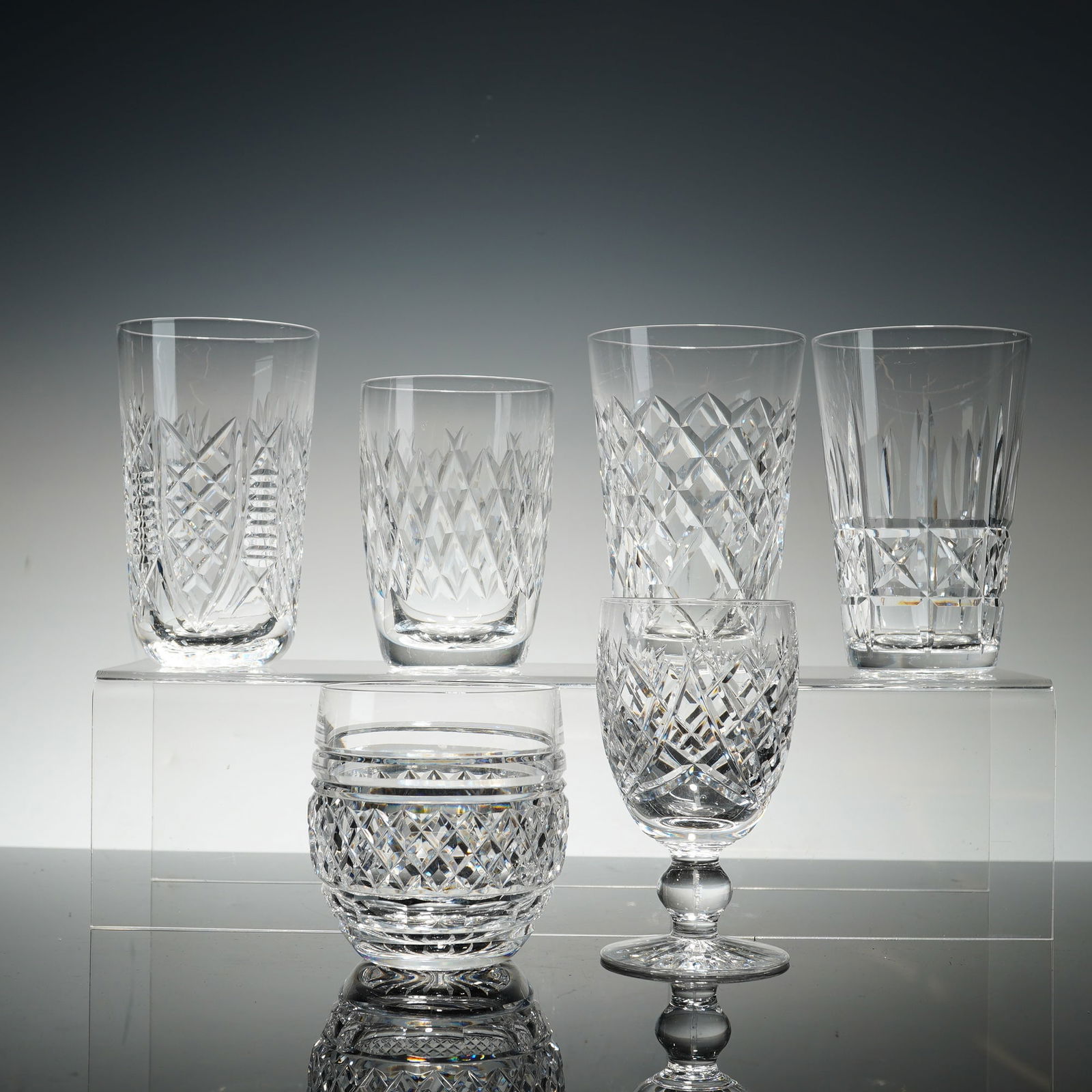 6pc Waterford Crystal Assorted Patterns Tumblers and Wine Glass (1 of 3)