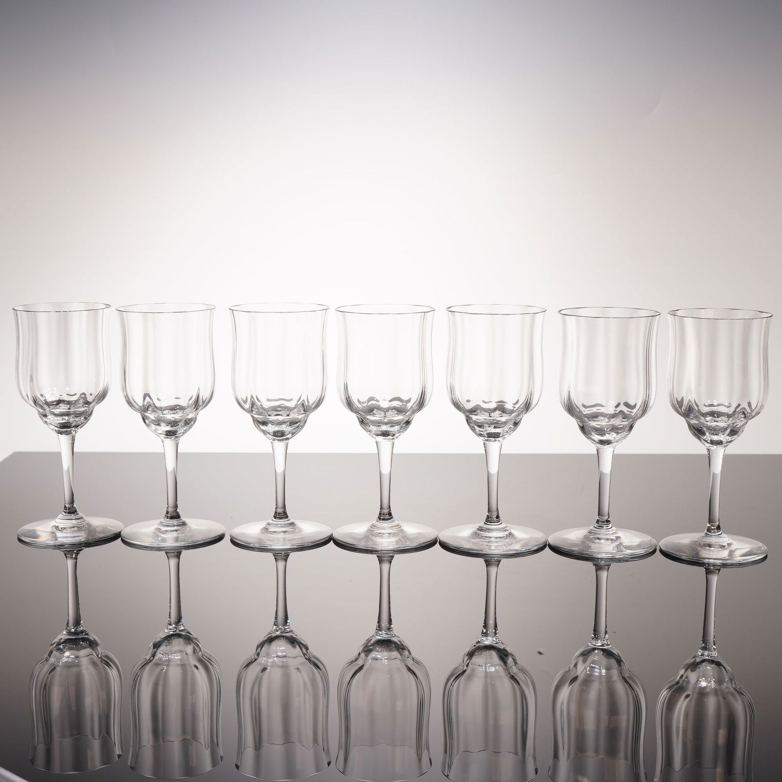 7pc Baccarat Crystal Capri Optic White Wine Glasses (1 of 4)
