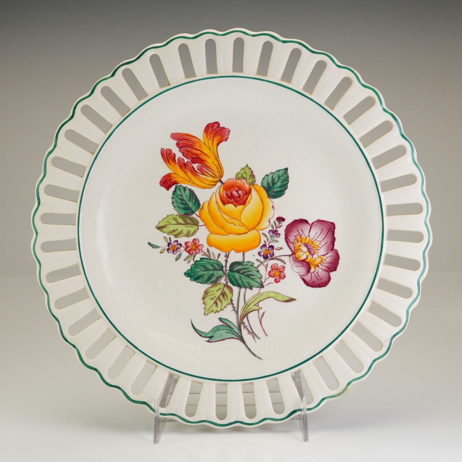 Wedgwood Etruria Creamware Reticulated Floral Plate (1 of 3)