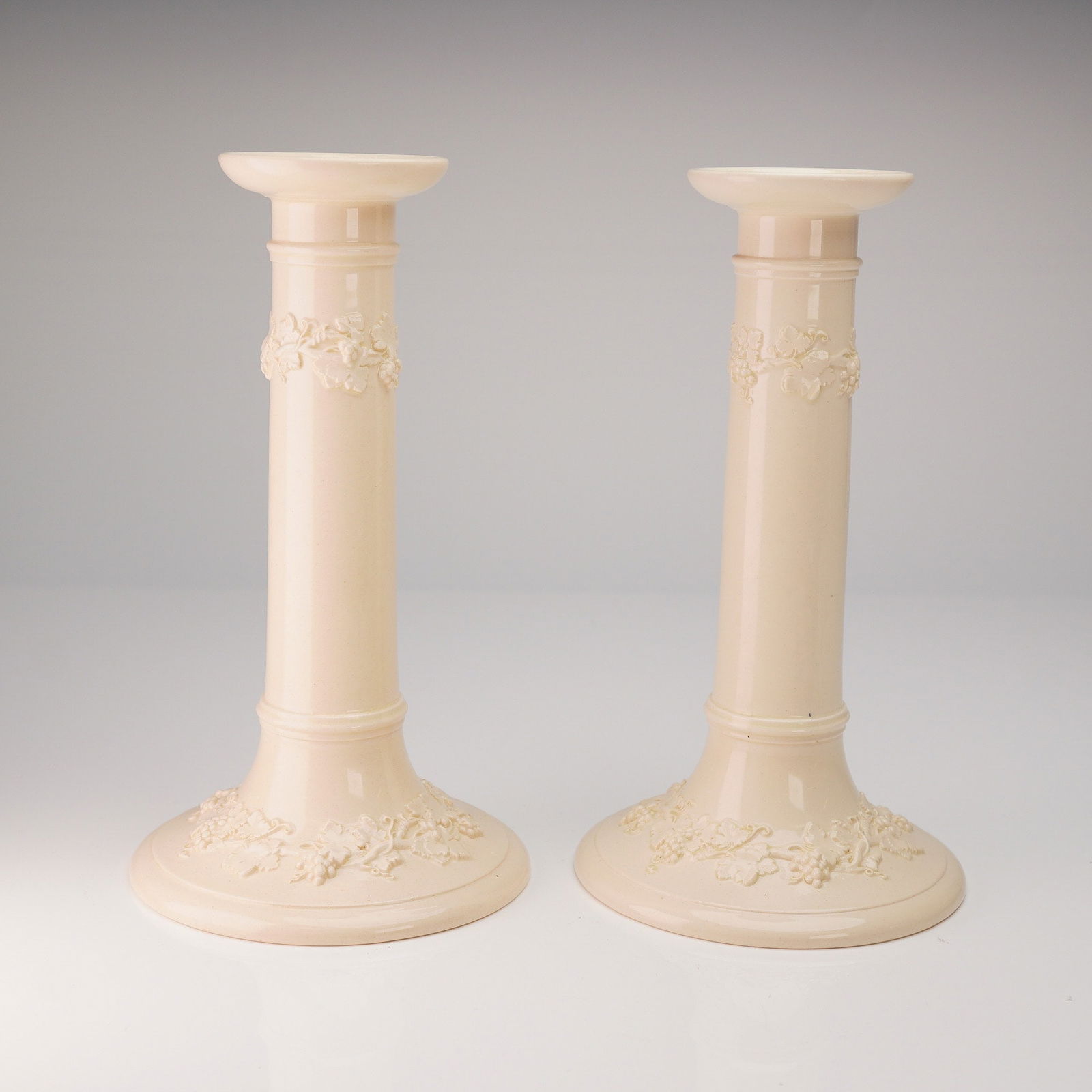 Pair of Wedgwood Embossed Queensware Creamware Candlesticks (1 of 3)