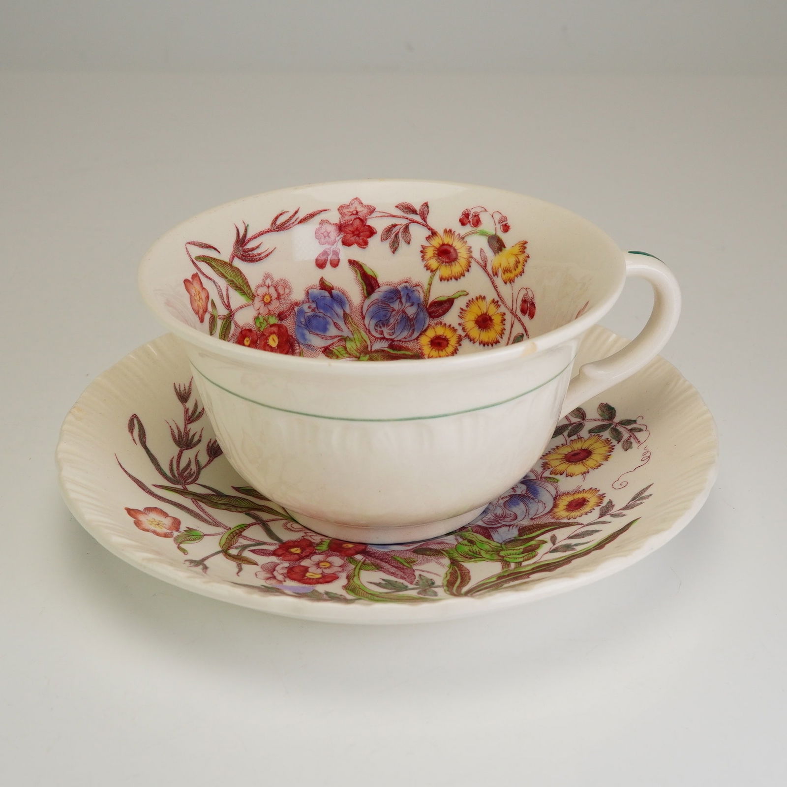 Wedgwood of Etruria and Barlaston Ranunculus Pattern Cup and Saucer Set (1 of 3)