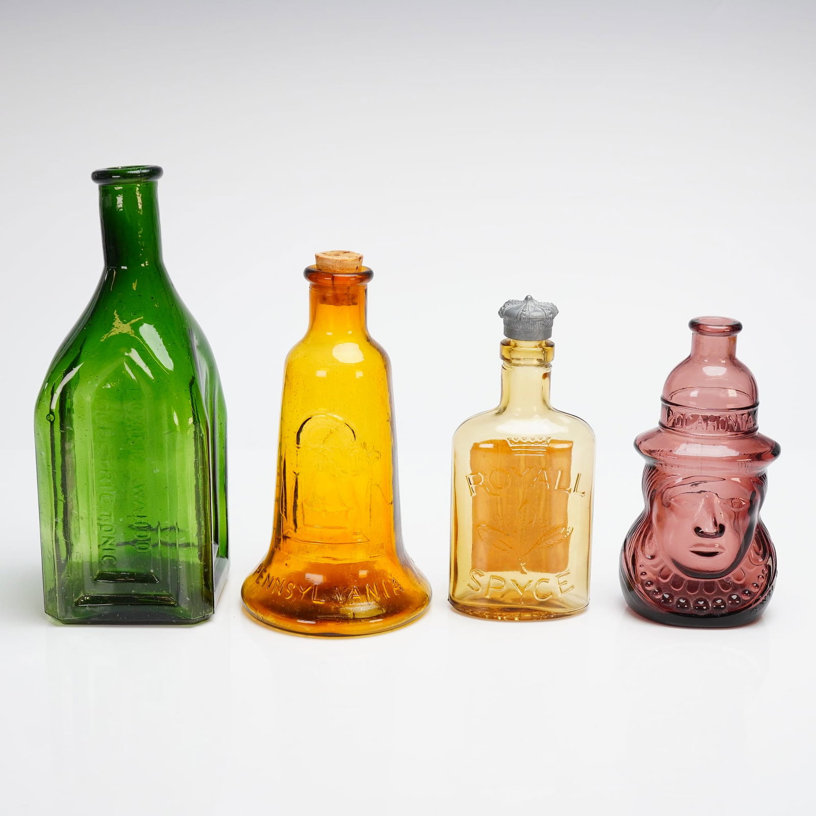 4pc Collectible Colored Glass Bottles (1 of 3)
