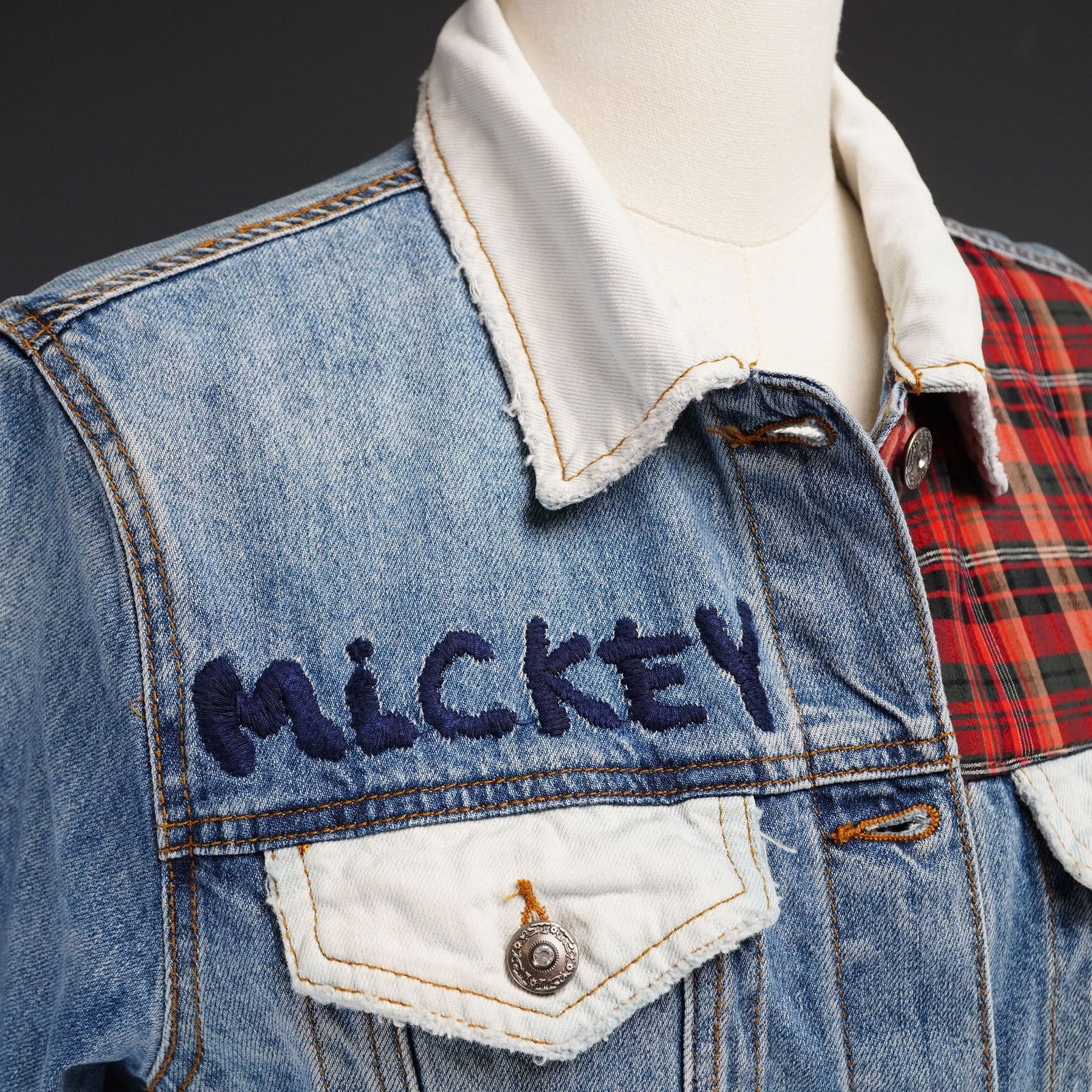 Contemporary Desigual Patchwork Denim Jacket, Mickey Mouse Theme - 2