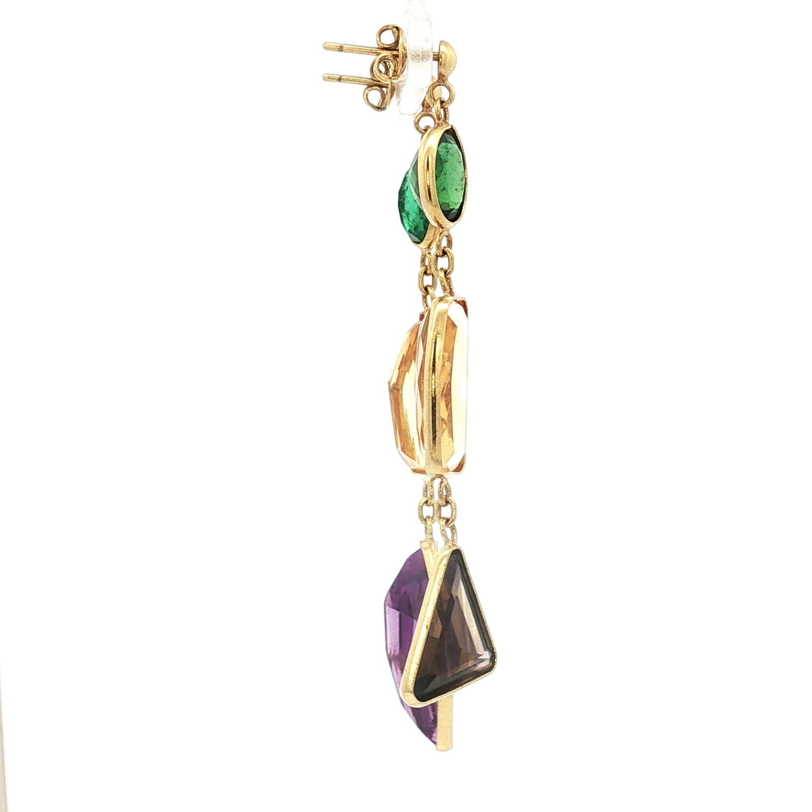 18K Multi Gemstone Dangle Earrings - 5