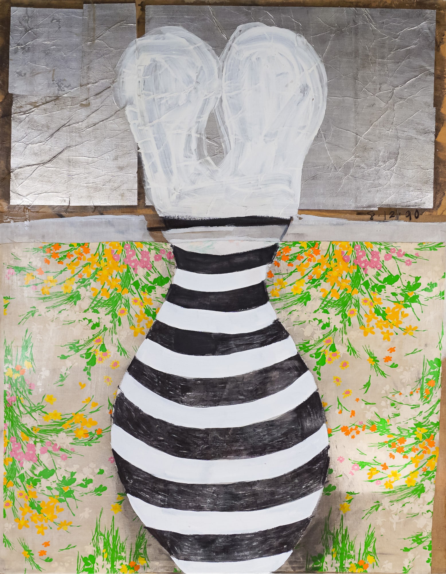 Roberto Juarez (American b. 1952) Mixed Media on Canvas Painting, Signed: A layered composition by renowned American artist Roberto Juarez, titled Days of the Year and dated 8.12.90. Executed in mixed media on canvas, the work merges Juarez's signature abstraction with figu