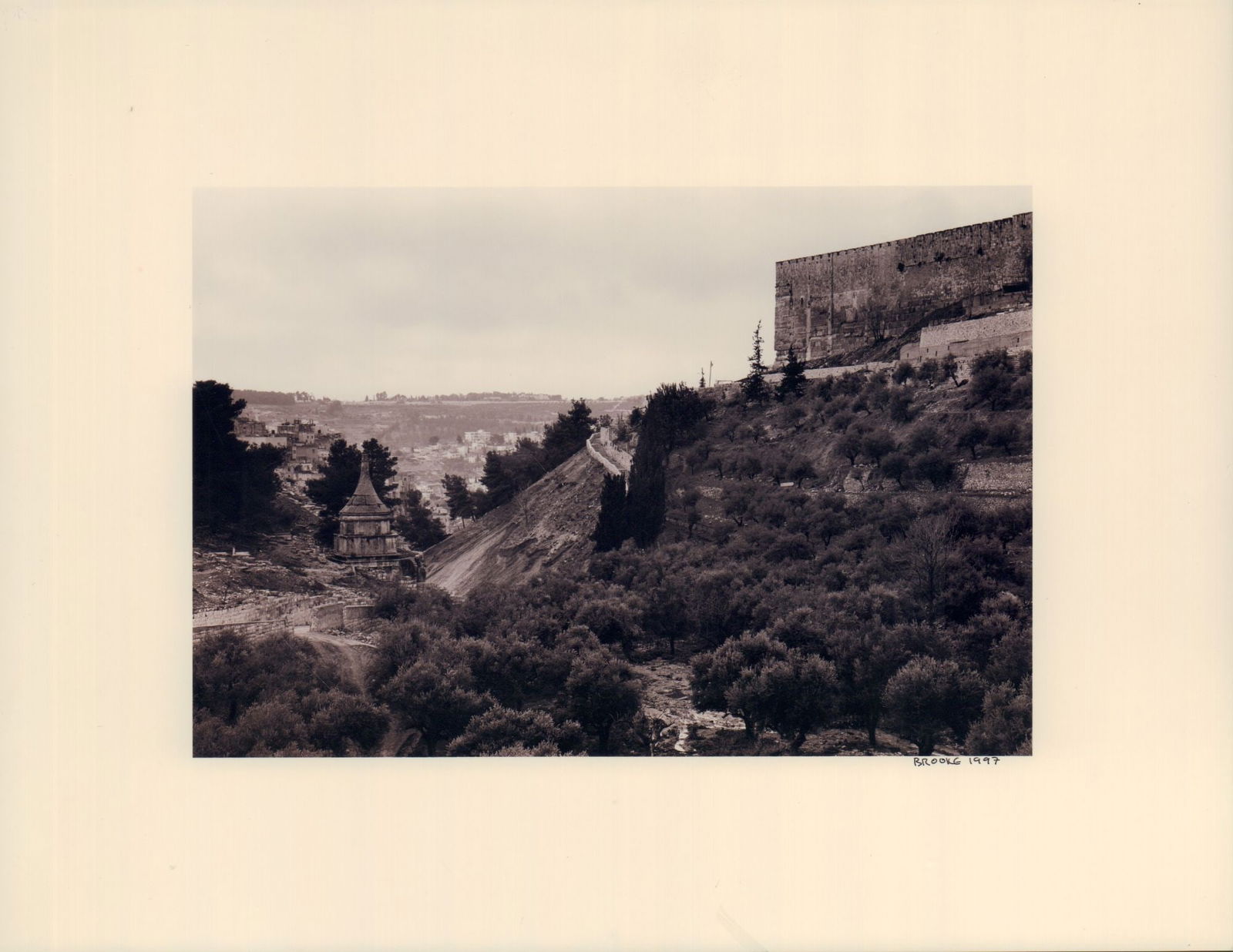 Steven Brooke, 10pc Ektacolor Print Photographs, Views of Jerusalem, Signed: A compelling portfolio of ten sepia-toned Ektacolor print photographs by award-winning American architectural photographer Steven Brooke, from his celebrated Views of Jerusalem series, each signed and
